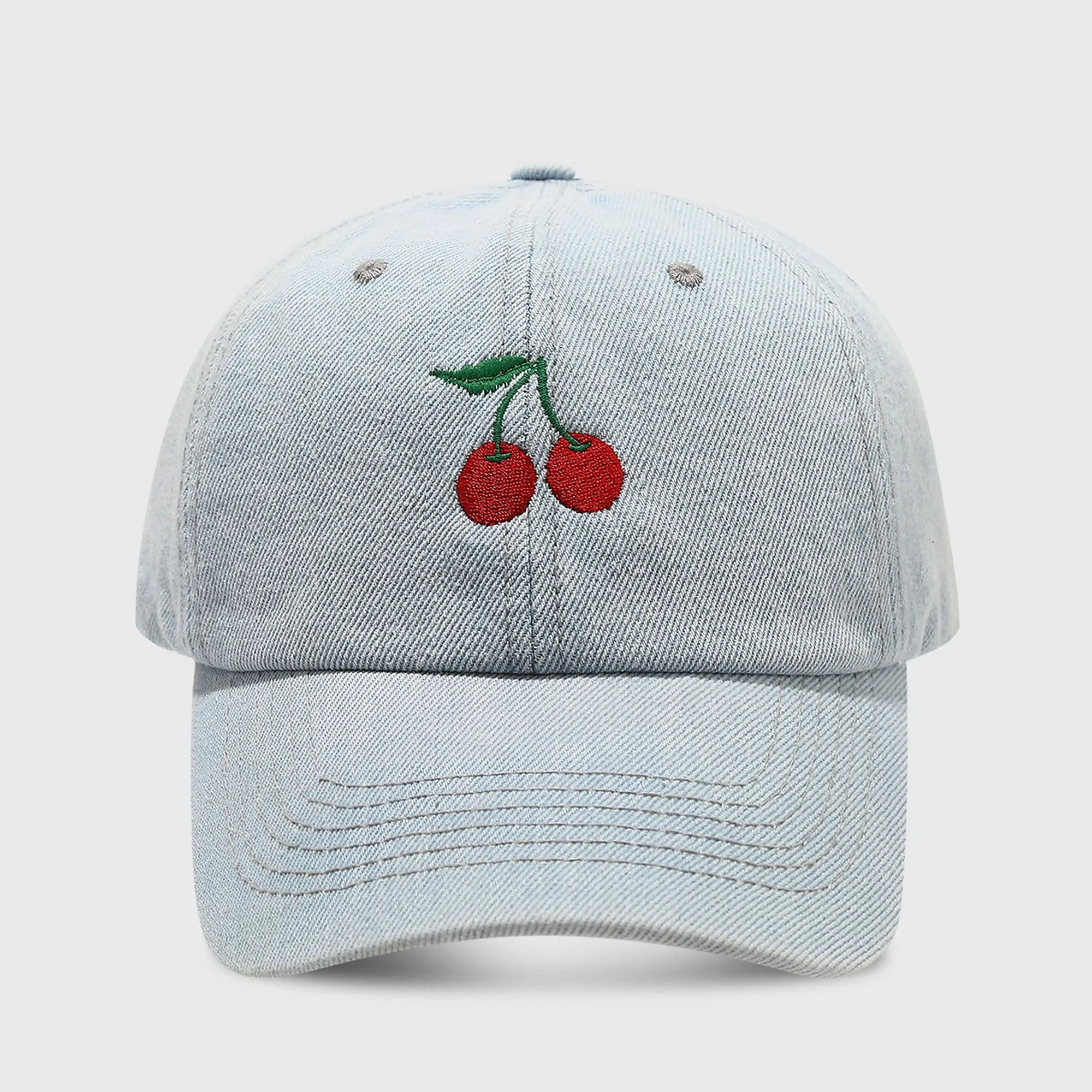 Anna-Kaci Women's Denim Baseball Cap with Cherry Embroidery sold by Anna-Kaci product image thumbnail 2
