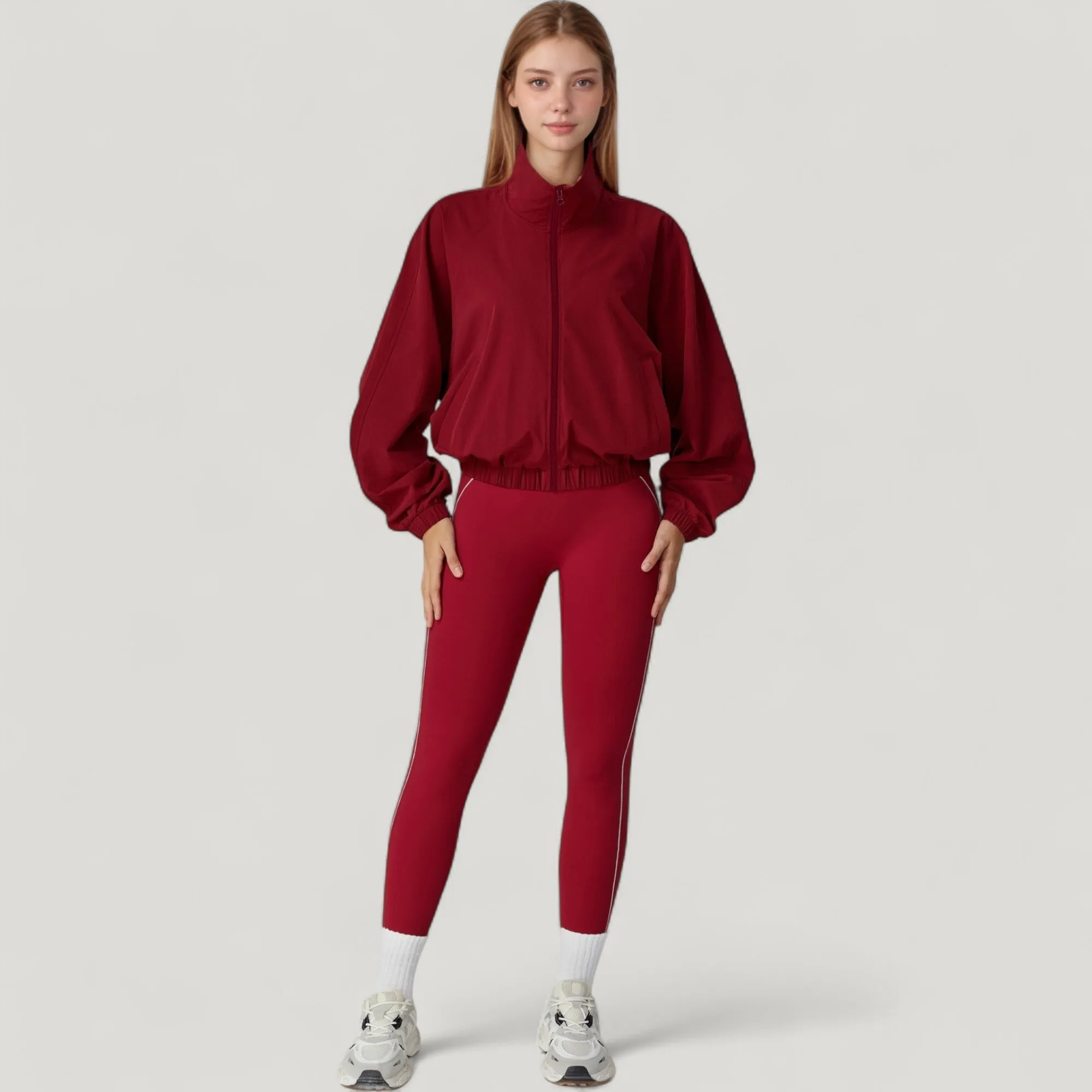 Anna-Kaci Active Women's Zip-Up Activewear Jacket with High Collar Long Sleeves and Relaxed Elastic Hem sold by Anna-Kaci product image thumbnail 3