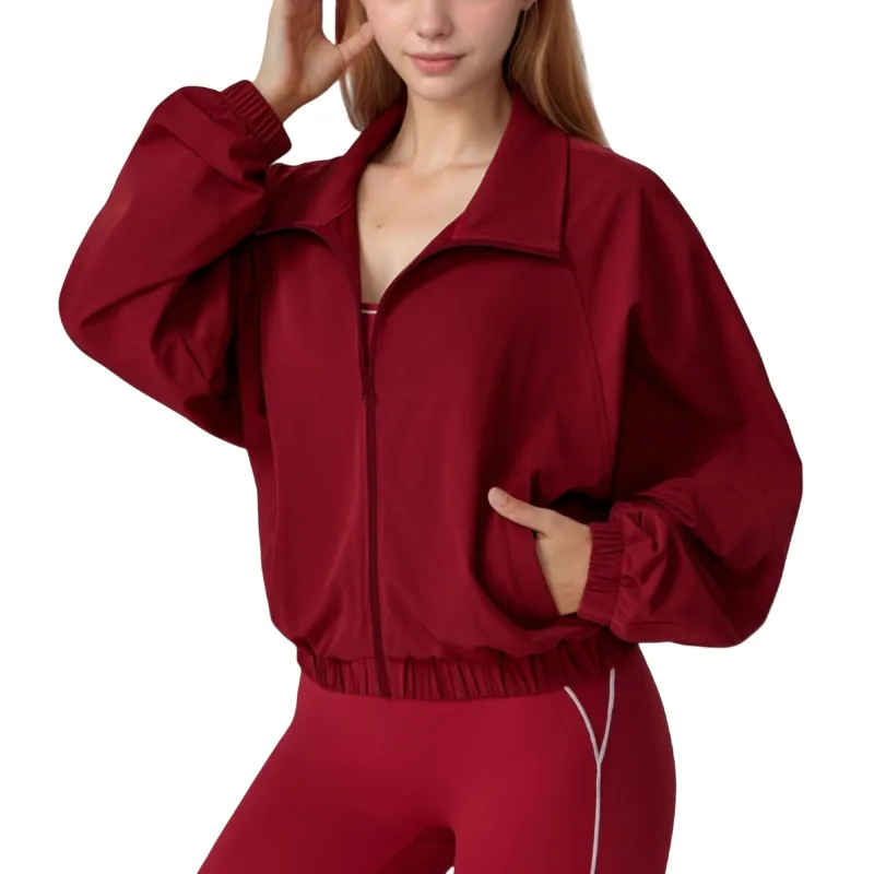 Anna-Kaci Active Women's Zip-Up Activewear Jacket with High Collar Long Sleeves and Relaxed Elastic Hem sold by Anna-Kaci