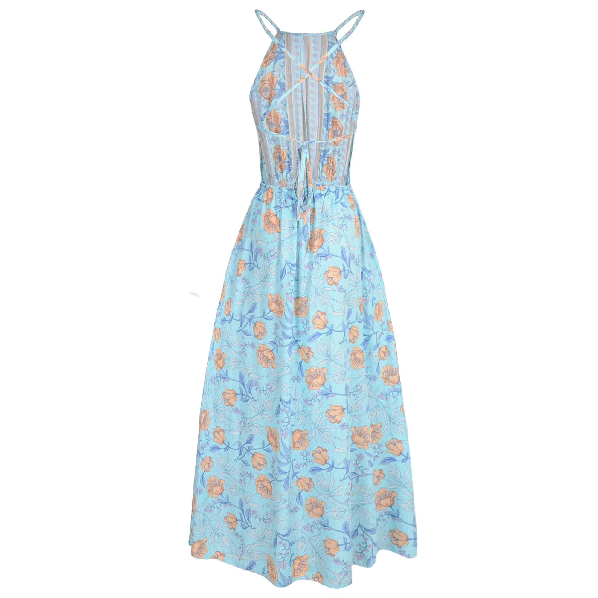 Anna-Kaci Women's Floral Print Maxi Dress with Sleeveless Bodice and Front Slit Detail sold by Anna-Kaci product image thumbnail 4