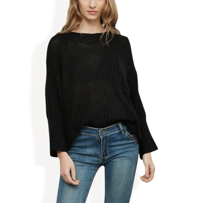 Anna-Kaci Women's Loose Knit Long Sleeve Pullover Sweater with Relaxed Fit sold by Anna-Kaci
