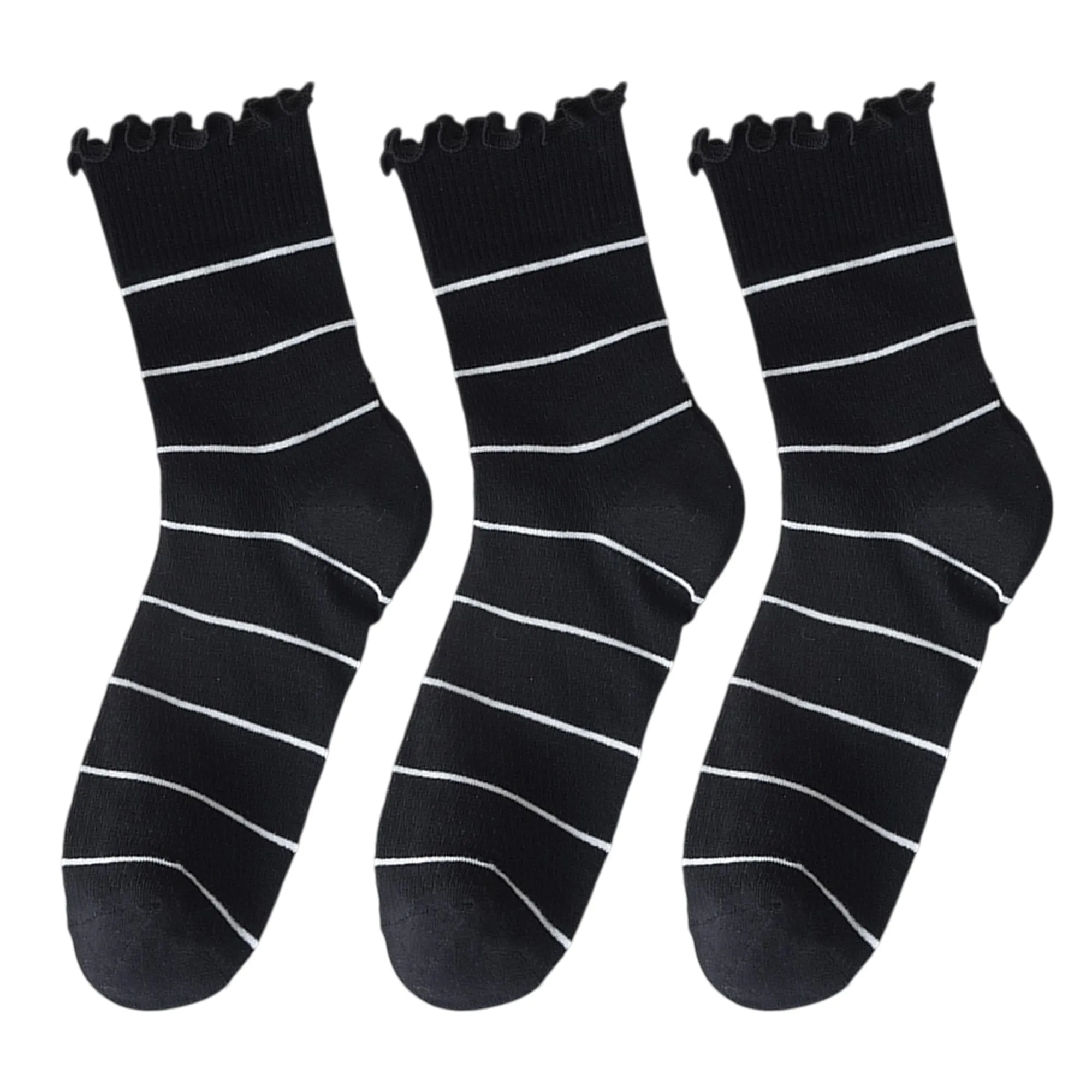 Anna-Kaci 3 Pairs Women's Sheer Mesh Socks with Bow and Stripe Patterns and Ruffled Cuff sold by Anna-Kaci