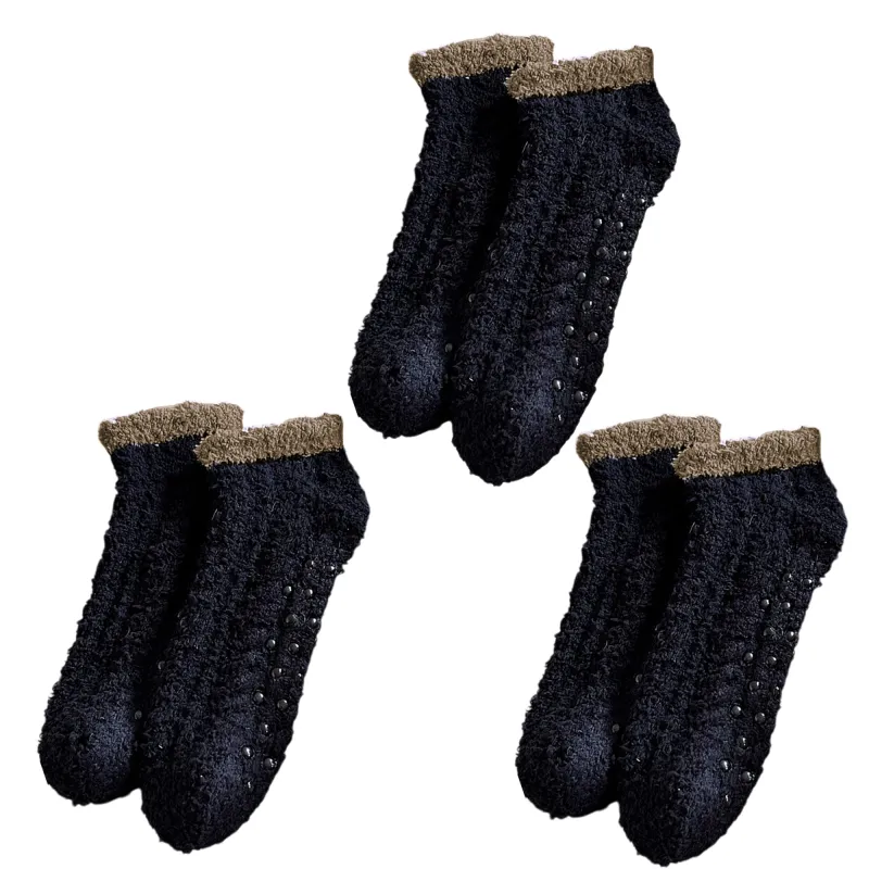 Anna-Kaci 3 Pairs Plush Anti-Slip Fuzzy Ankle Socks with Soft Cuff Trim sold by Anna-Kaci