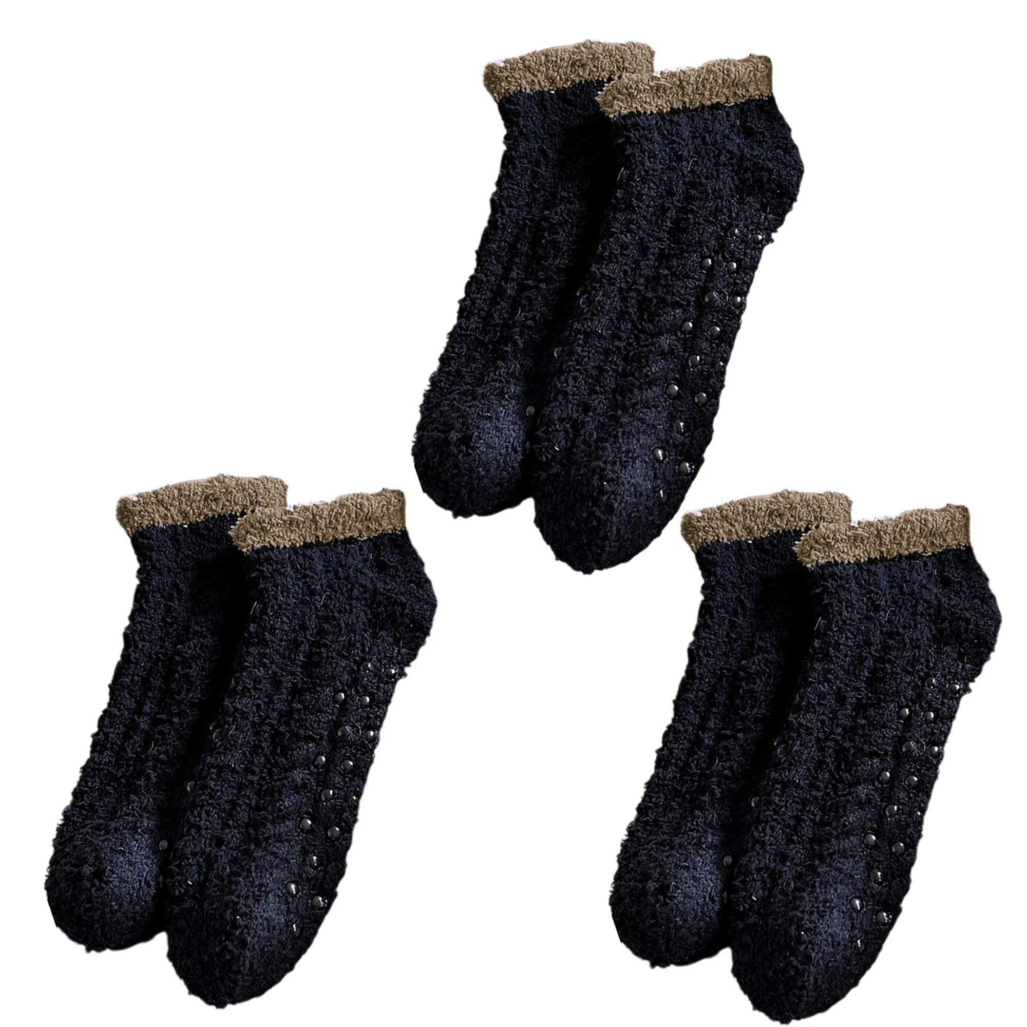 Anna-Kaci 3 Pairs Plush Anti-Slip Fuzzy Ankle Socks with Soft Cuff Trim sold by Anna-Kaci