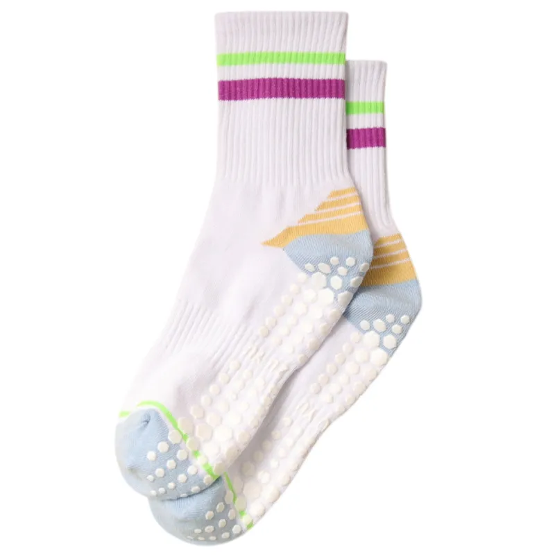 Anna-Kaci 3-Pack Women's Cotton Crew Socks with Color Block Toes Striped Cuffs and Non-Slip Grip Soles sold by Anna-Kaci