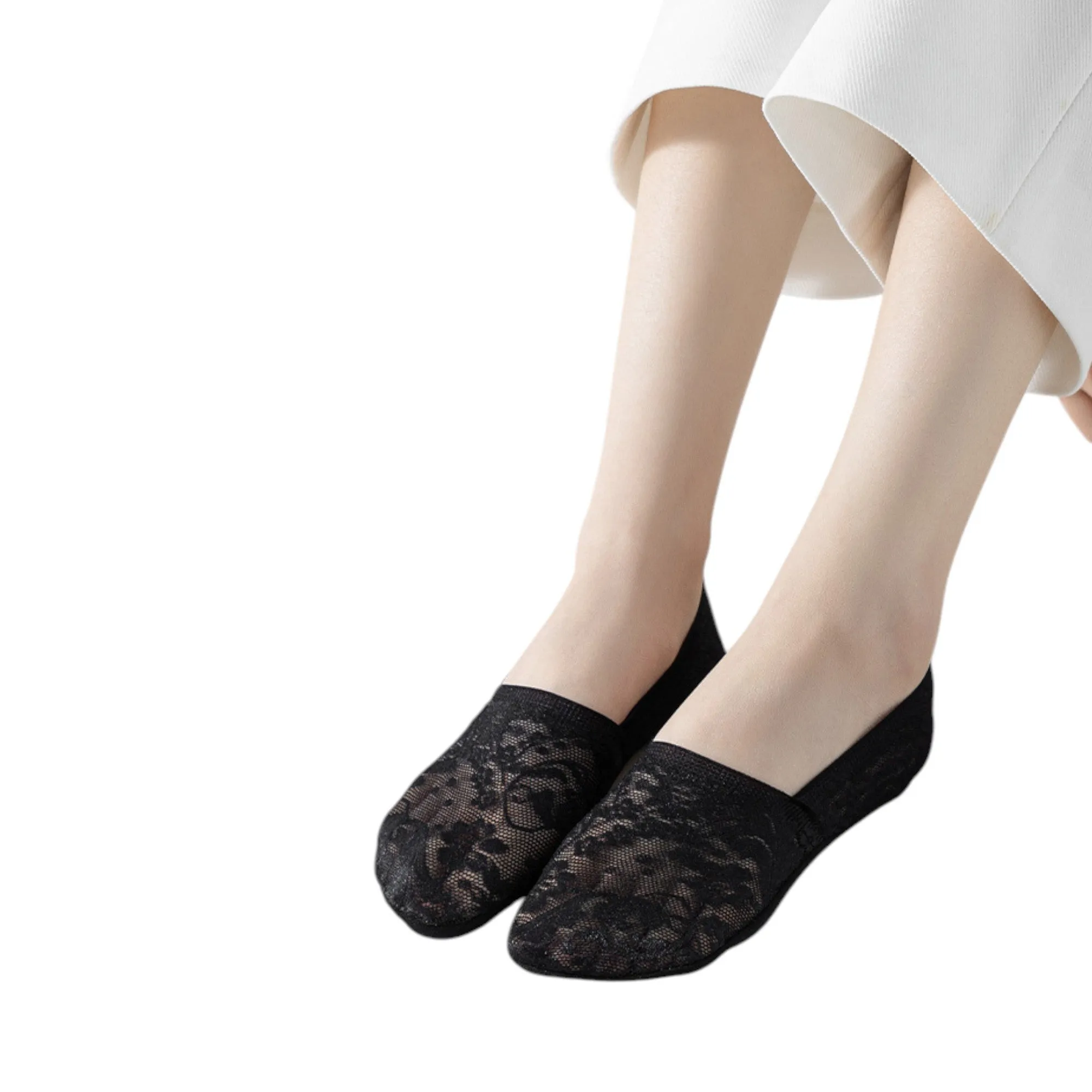 Anna-Kaci 3-Pack Women's Lace Mesh No Show Socks with Silicone Non-Slip Sole sold by Anna-Kaci product image thumbnail 4