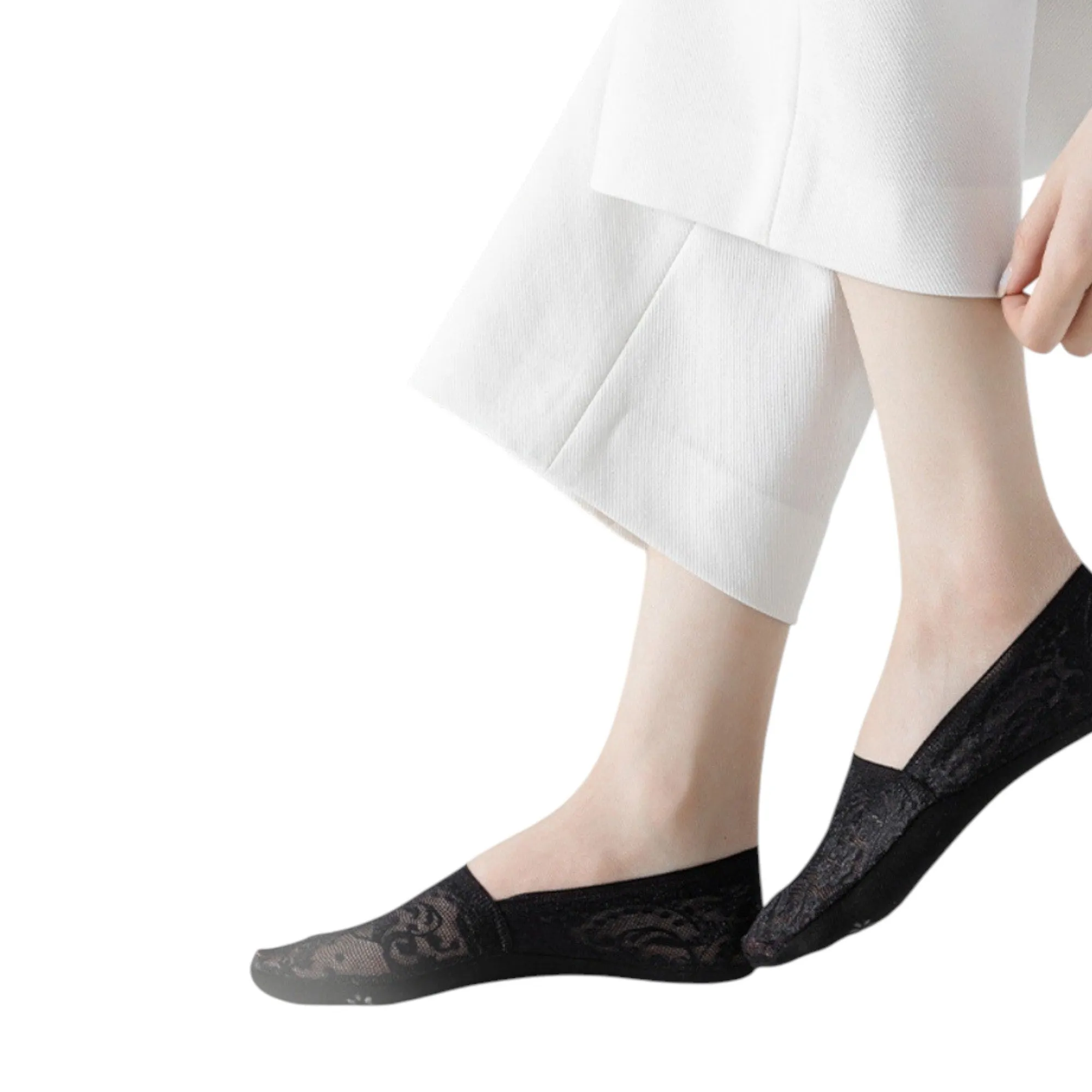 Anna-Kaci 3-Pack Women's Lace Mesh No Show Socks with Silicone Non-Slip Sole sold by Anna-Kaci product image thumbnail 2