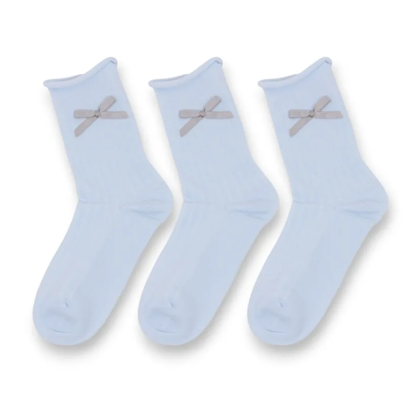 Anna-Kaci 3-Pack Women's Cotton Crew Socks with Embroidered Bows and Cute Style sold by Anna-Kaci