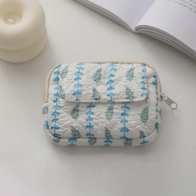 Anna-Kaci Women's Quilted Floral Coin Purse-Small Cosmetic Bag with Zipper and Snap Pocket made by Anna-Kaci