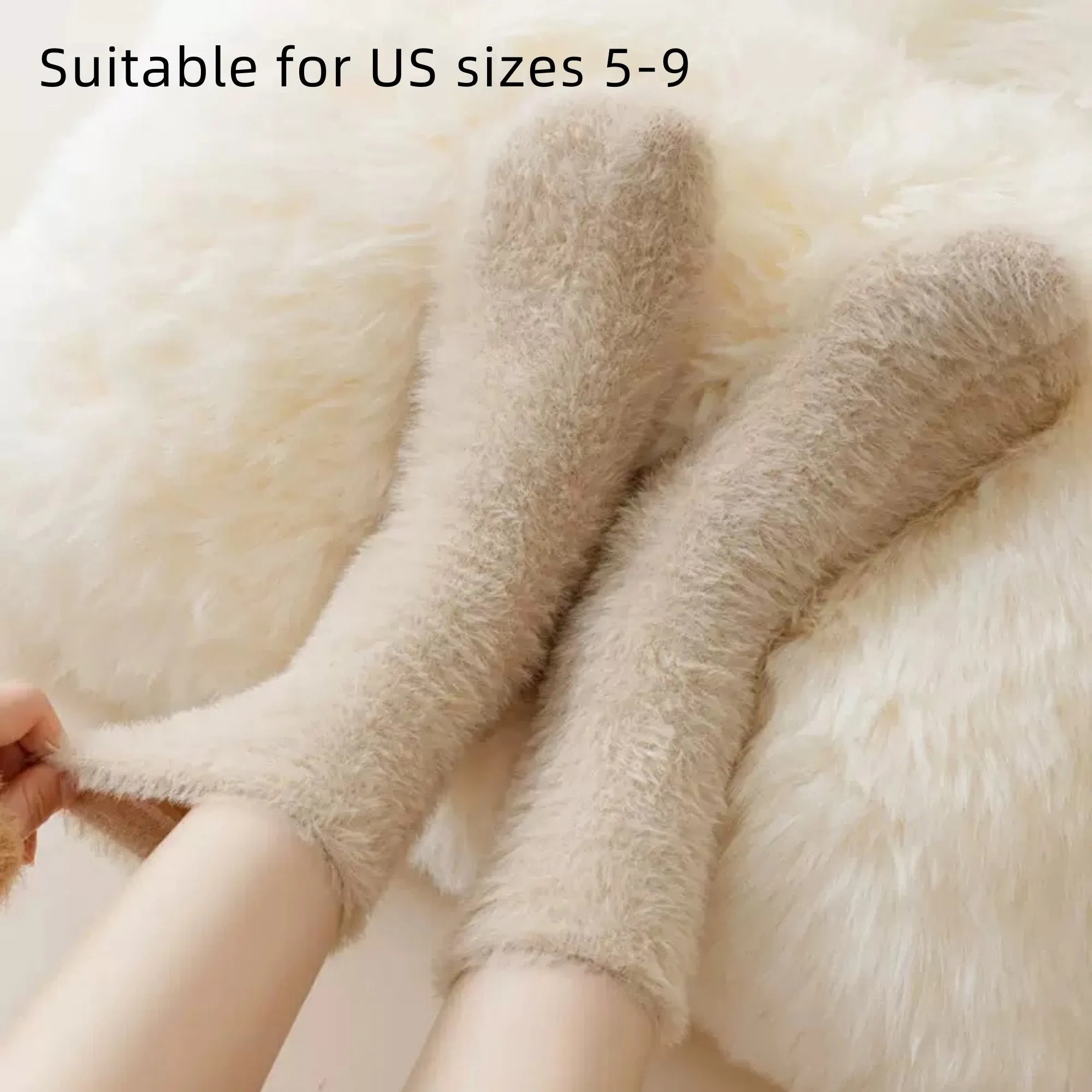 Anna-Kaci 3-Pair Plush Fuzzy Socks with Soft Fluffy Texture and Mid-Calf Design for Warmth and Comfort sold by Anna-Kaci product image thumbnail 3