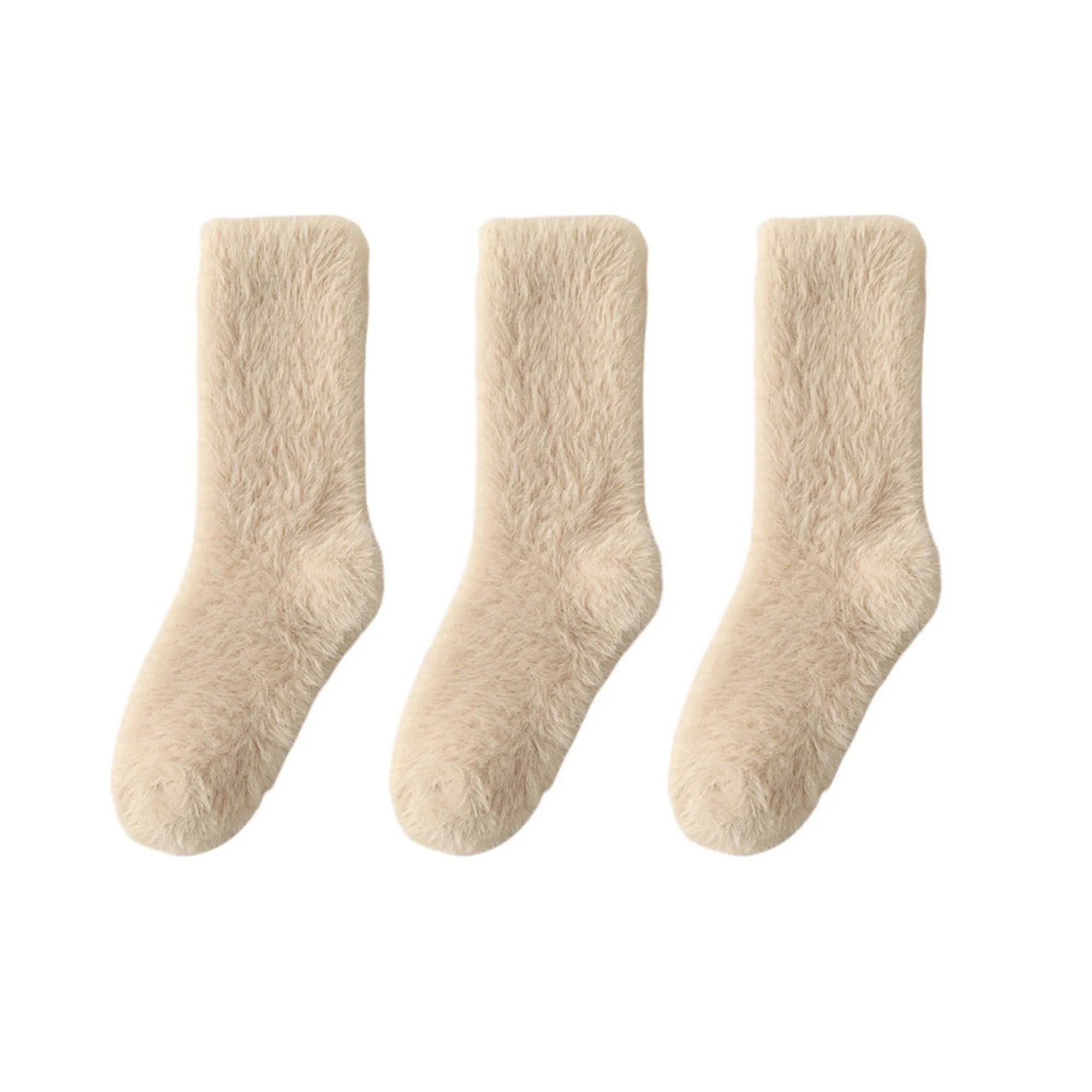 Anna-Kaci 3-Pair Plush Fuzzy Socks with Soft Fluffy Texture and Mid-Calf Design for Warmth and Comfort sold by Anna-Kaci