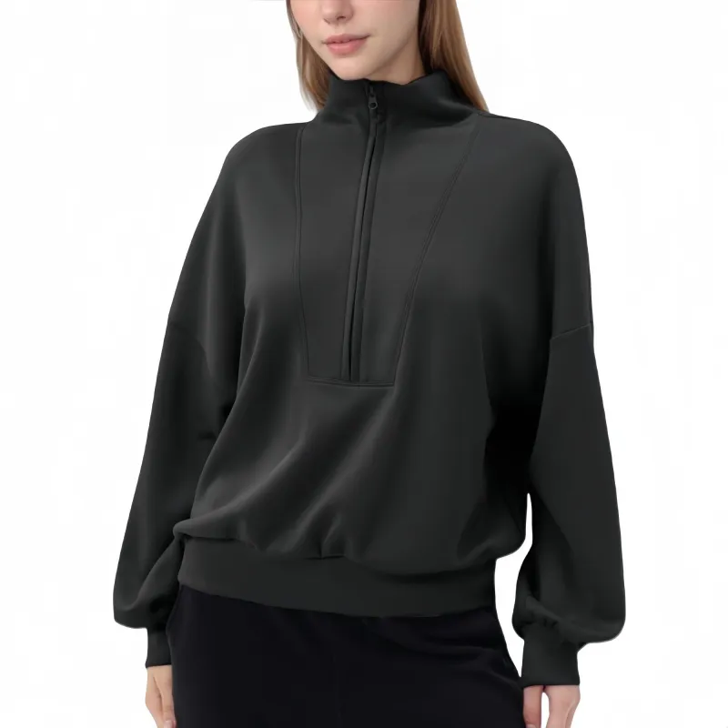Anna-Kaci Active Women's Long Sleeve Woven Half Zip Pullover Top with Stand Collar and Elastic Cuffs sold by Anna-Kaci