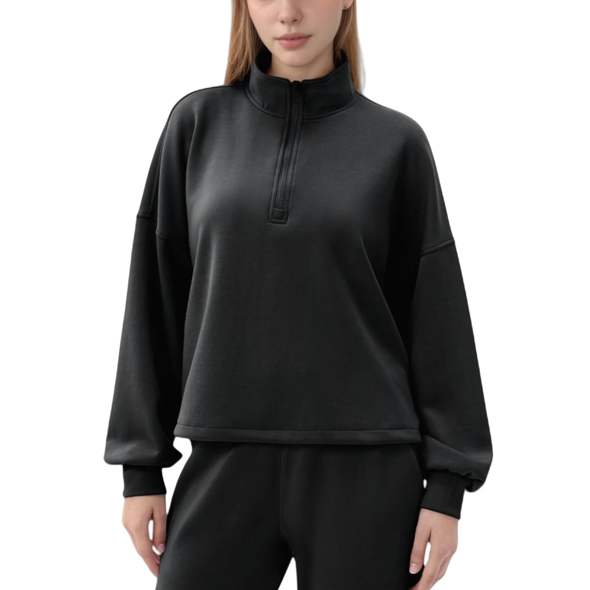 Anna-Kaci Active Women's Long Sleeve Half Zip Pullover Top with High Collar and Relaxed Fit sold by Anna-Kaci