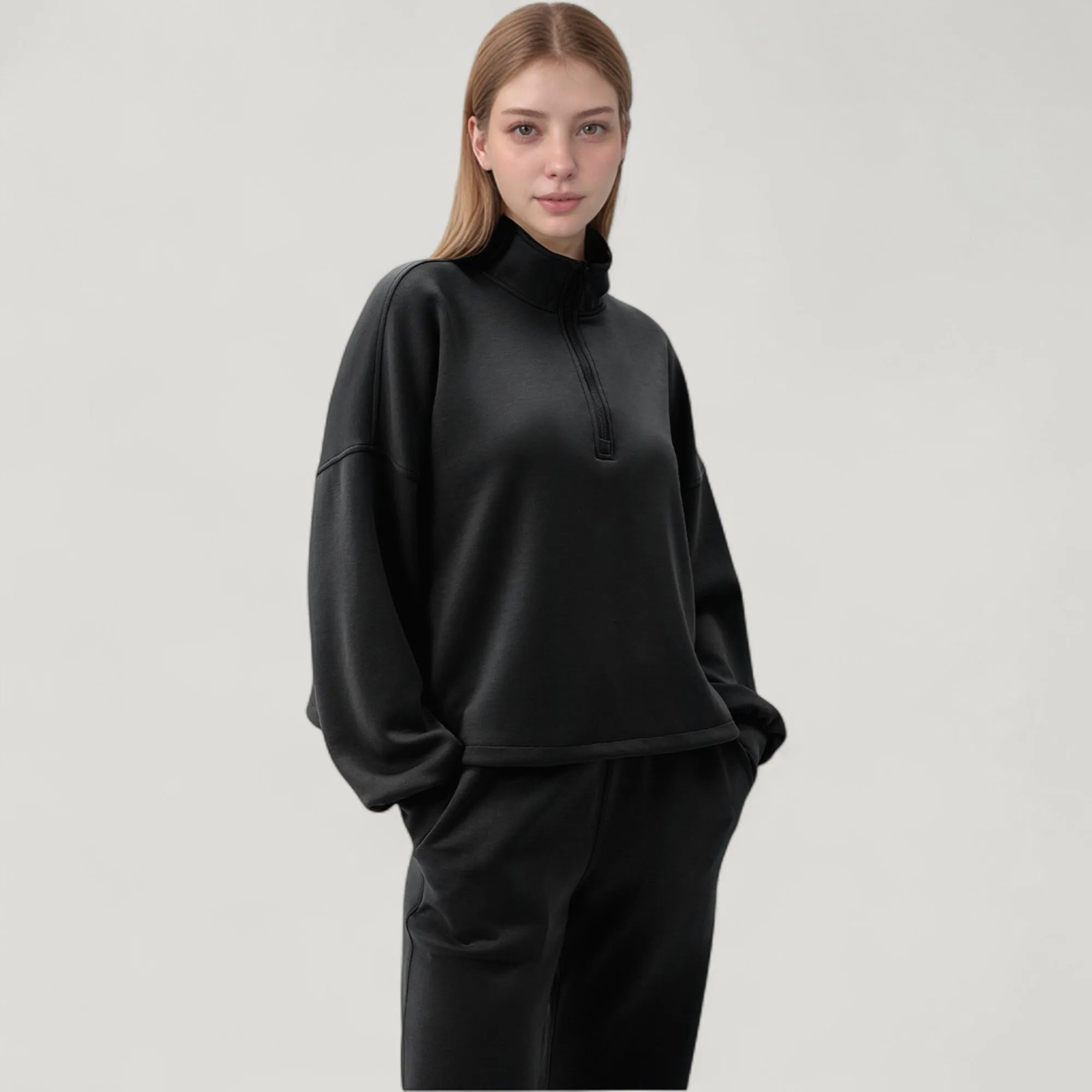 Anna-Kaci Active Women's Long Sleeve Half Zip Pullover Top with High Collar and Relaxed Fit sold by Anna-Kaci product image thumbnail 2