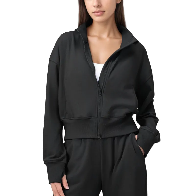 Anna-Kaci Active Women's Cropped Zip-Up Jacket with High Collar and Long Sleeves sold by Anna-Kaci