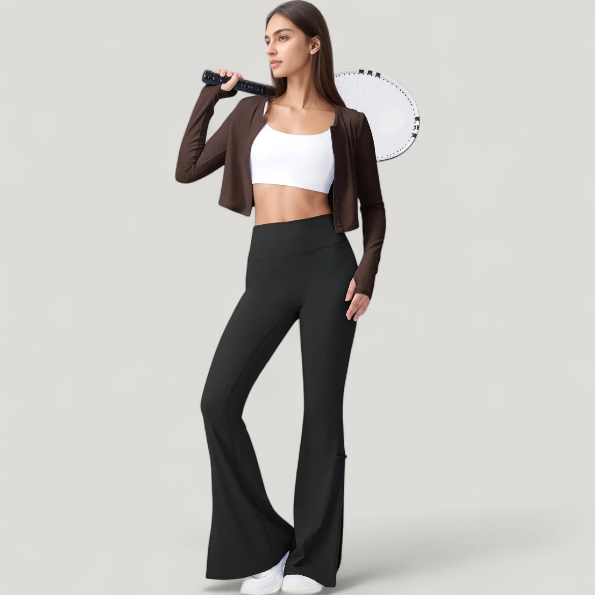 Anna-Kaci Active Women's Long Sleeve Cropped Button Front Top with Fitted Stretch Design sold by Anna-Kaci product image thumbnail 3
