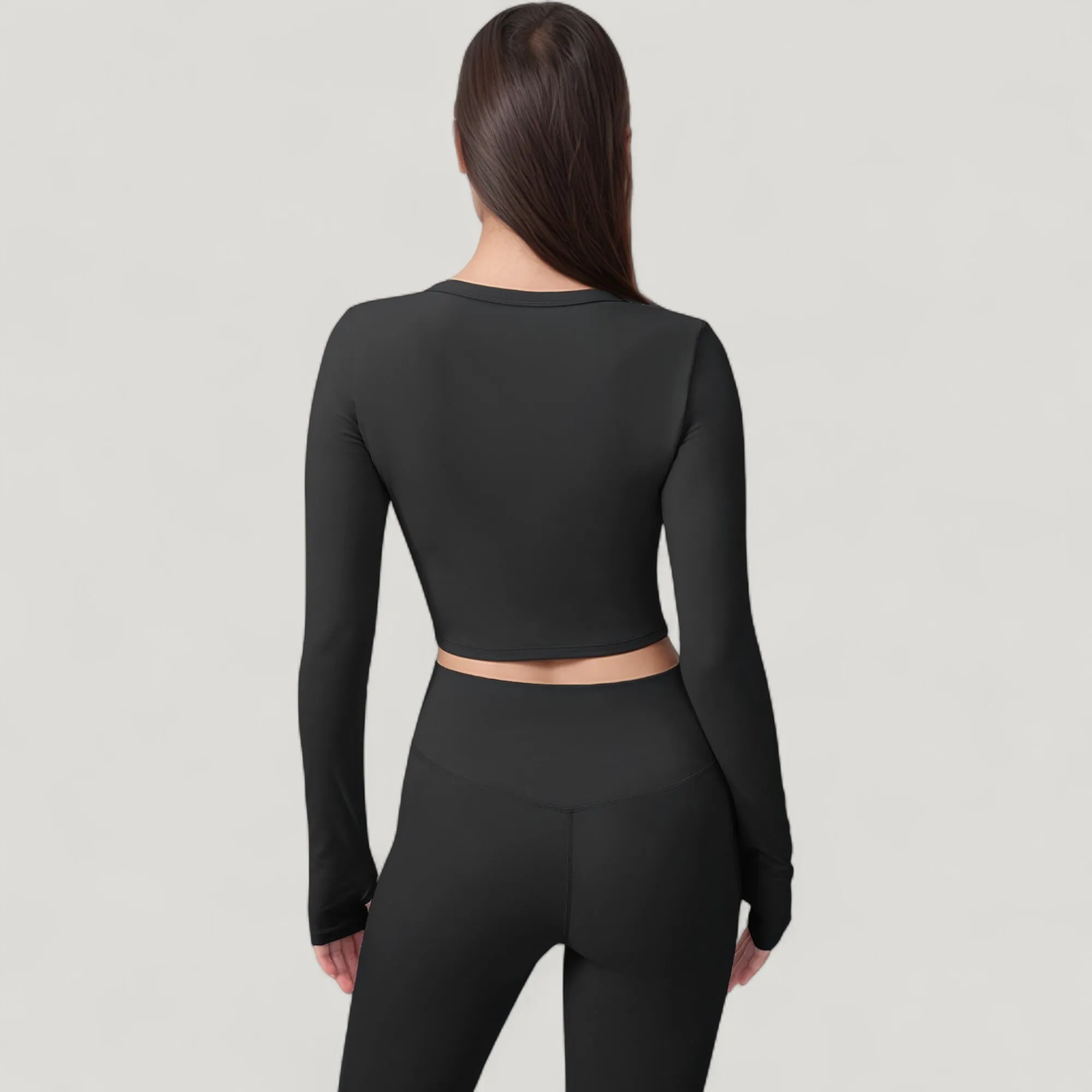 Anna-Kaci Active Women's Long Sleeve Cropped Button Front Top with Fitted Stretch Design sold by Anna-Kaci product image thumbnail 4