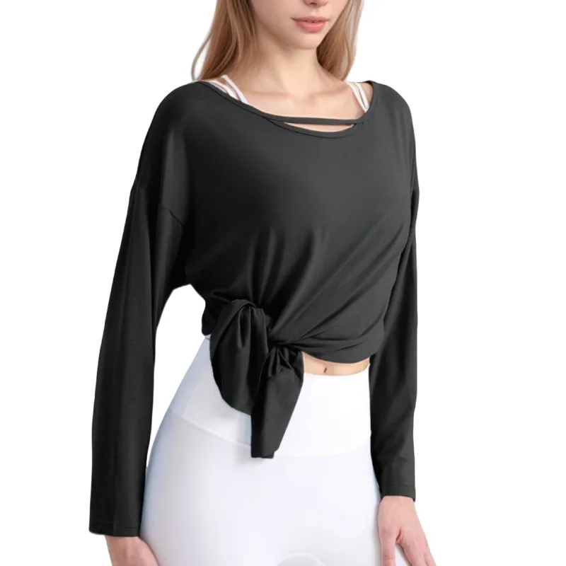 Anna-Kaci Active Women's Long Sleeve Pullover Top with Cutout Scoop Neck and Side Slit Hem sold by Anna-Kaci