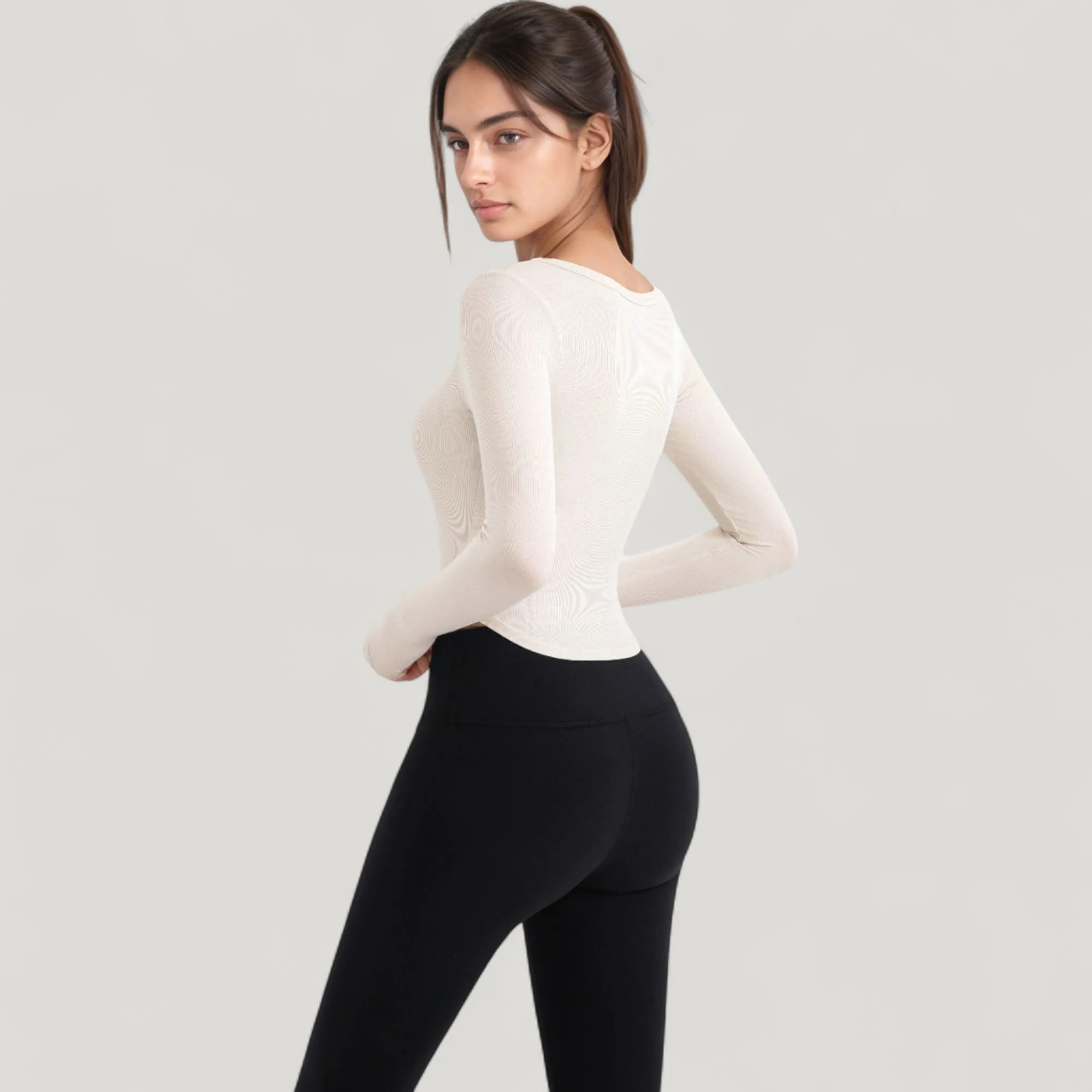 Anna-Kaci Active Women's Long Sleeve Pullover Top with Deep Scoop Neck and Fitted Stretch Design sold by Anna-Kaci product image thumbnail 2
