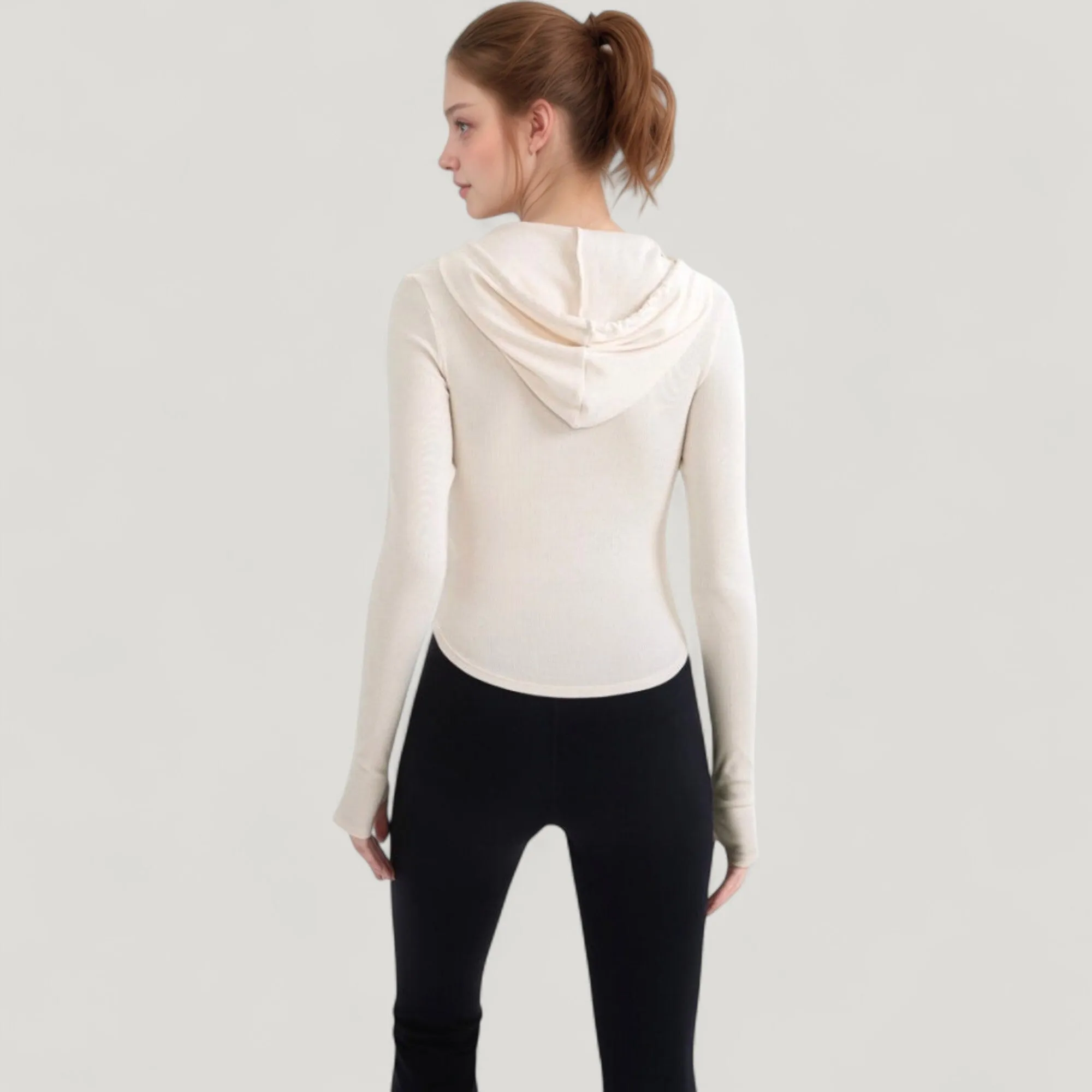 Anna-Kaci Active Women's Long Sleeve Pullover Hoodie Top with Half Zip Front and Thumbhole Cuffs sold by Anna-Kaci product image thumbnail 4