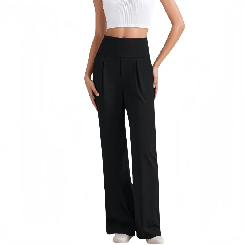 Anna-Kaci Active Women's High Waist Wide Leg Pants with Front Pleat Detail sold by Anna-Kaci
