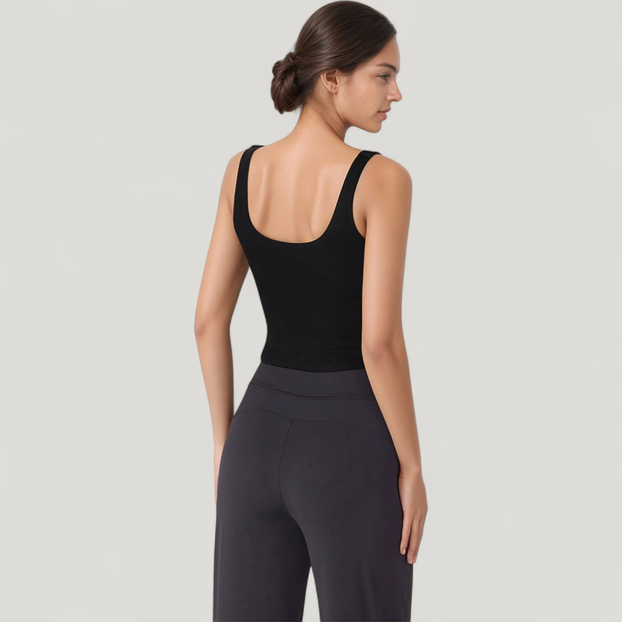 Anna-Kaci Active Women's Ribbed Knit Square Neck Tank Top with Wide Straps sold by Anna-Kaci product image thumbnail 5