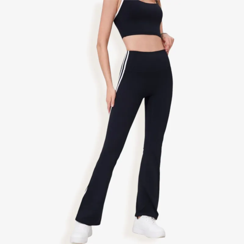 High Waist Flare Legging Pants with Side Stripes sold by Anna-Kaci