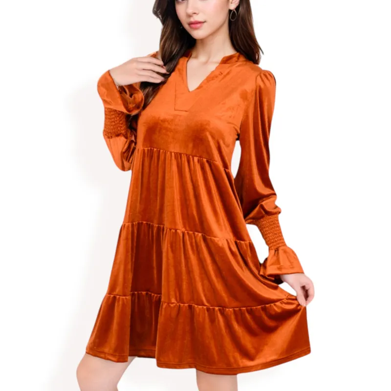 Anna-Kaci Women's Tiered A-Line Dress with Long Sleeves and Smocked Cuffs sold by Anna-Kaci