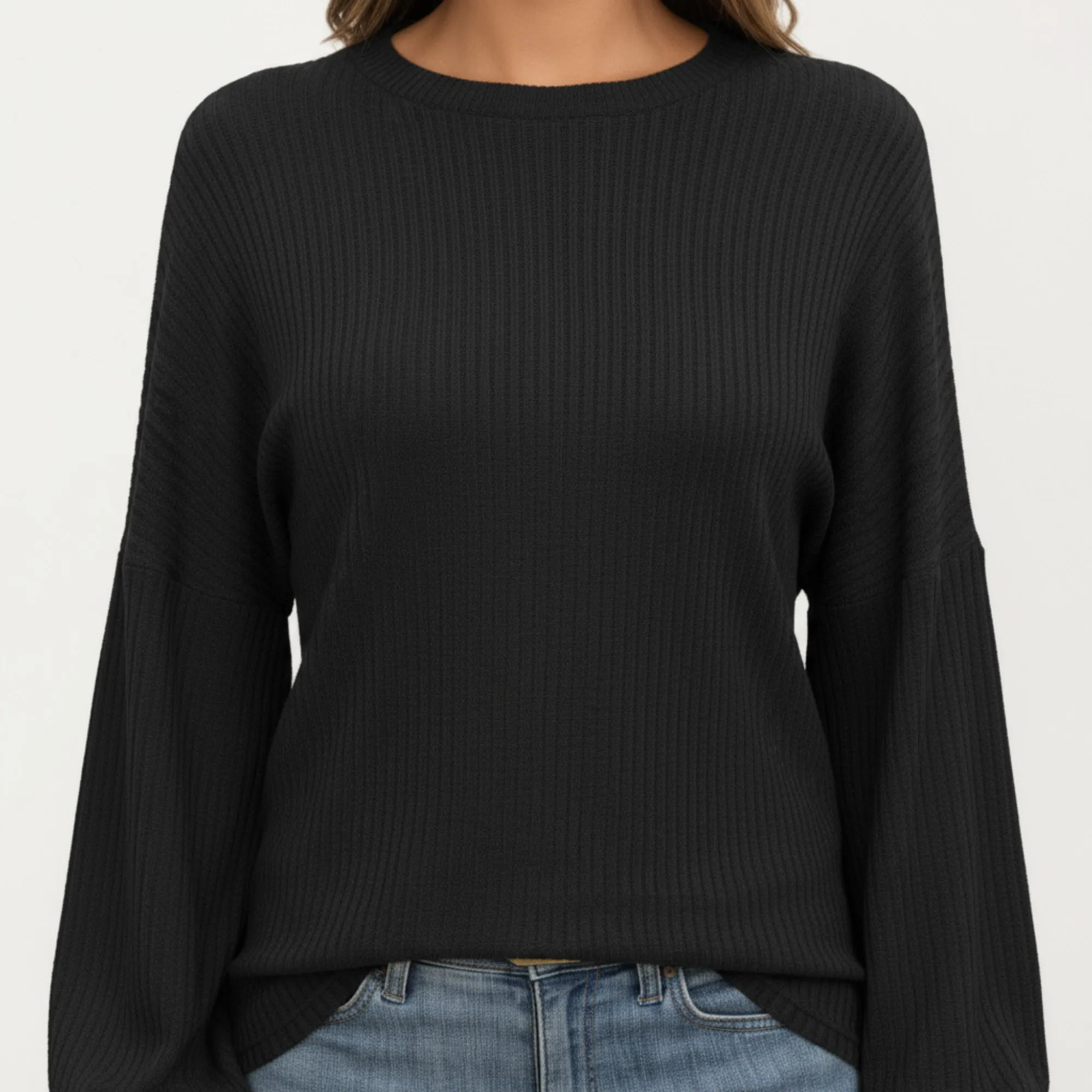 Anna-Kaci Women's Long Sleeve Ribbed Knit Top with Subtle Ruffle Cuff Detail sold by Anna-Kaci product image thumbnail 3