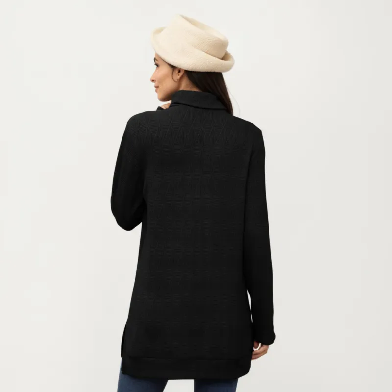 Anna-Kaci Women's Long Sleeve Collared Knit Top with Subtle Textured Pattern and Relaxed Fit sold by Anna-Kaci