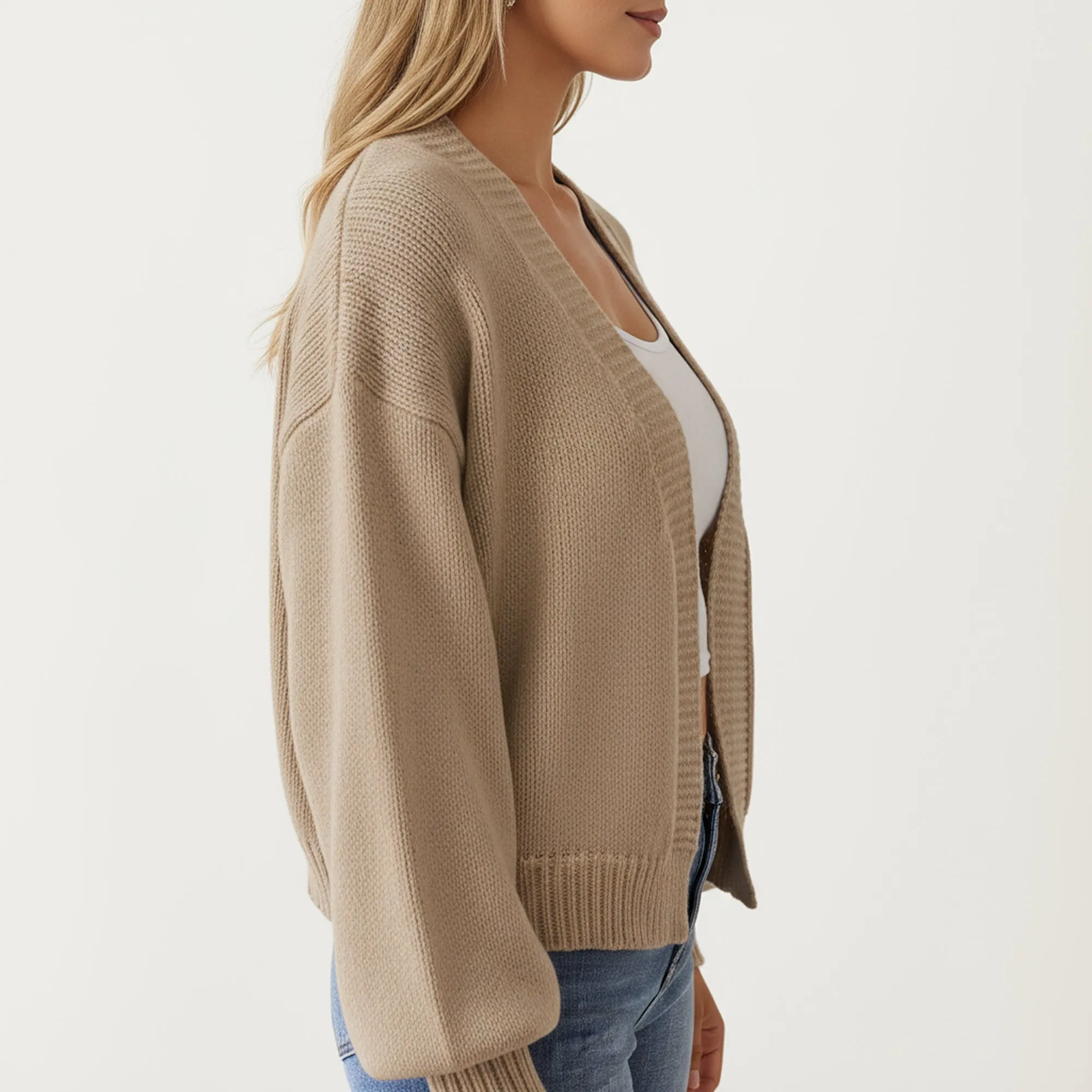 Anna-Kaci Women's Open Front Long Sleeve Knit Cardigan with Relaxed Fit and Ribbed Hem sold by Anna-Kaci product image thumbnail 2
