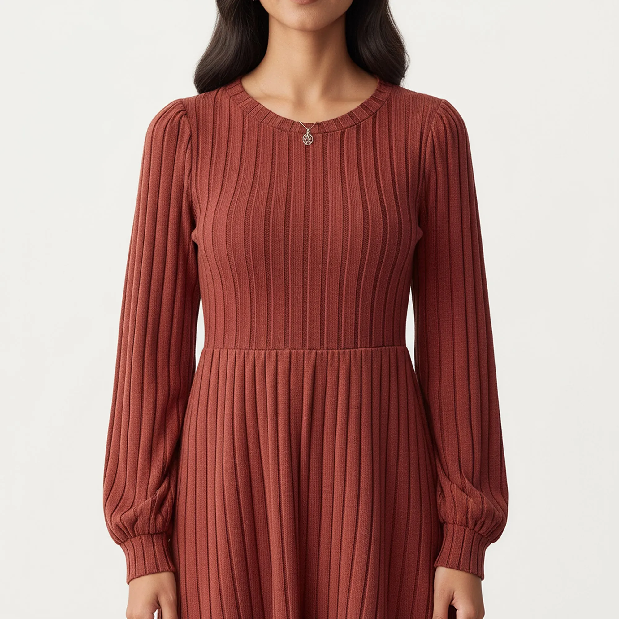 Anna-Kaci Women's Long Sleeve Pleated Maxi Dress with Fitted Bodice and Flowing Skirt sold by Anna-Kaci product image thumbnail 4