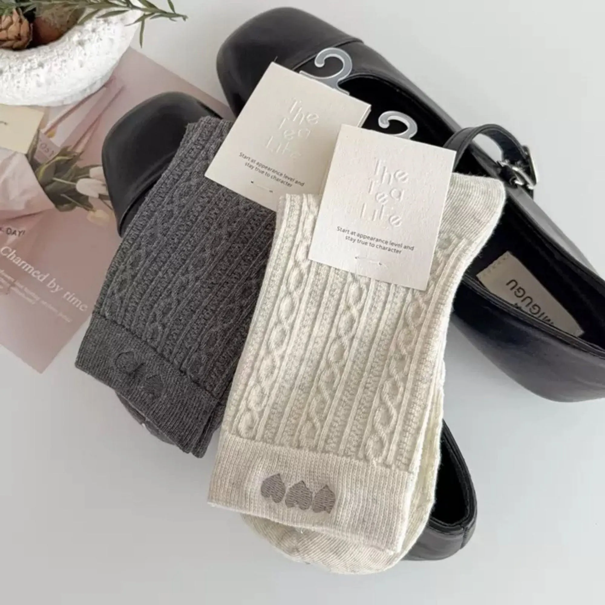 Anna-Kaci Women's 3 Pairs Quarter Socks Heart Accent Knit Stretchy Comfortable Fit Everyday Casual Wear sold by Anna-Kaci product image thumbnail 4