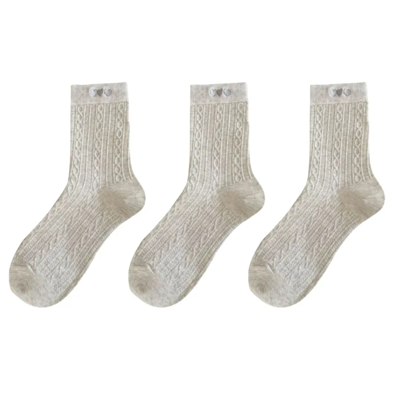 Anna-Kaci Women's 3 Pairs Quarter Socks Heart Accent Knit Stretchy Comfortable Fit Everyday Casual Wear sold by Anna-Kaci