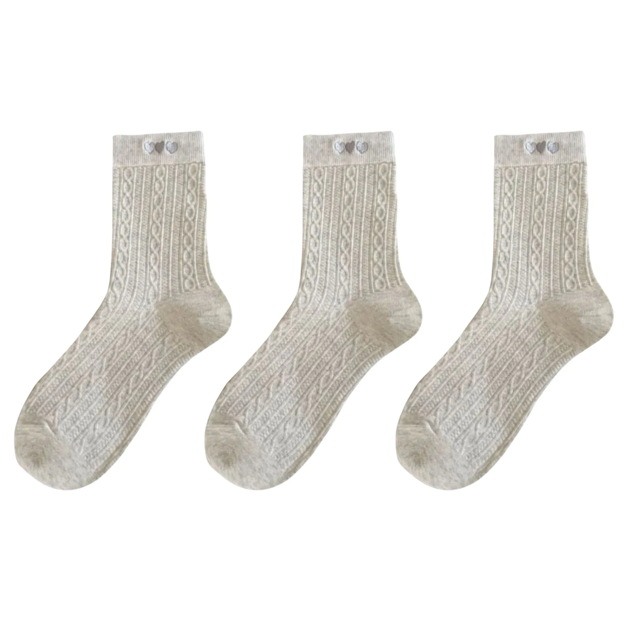 Anna-Kaci Women's 3 Pairs Quarter Socks Heart Accent Knit Stretchy Comfortable Fit Everyday Casual Wear sold by Anna-Kaci