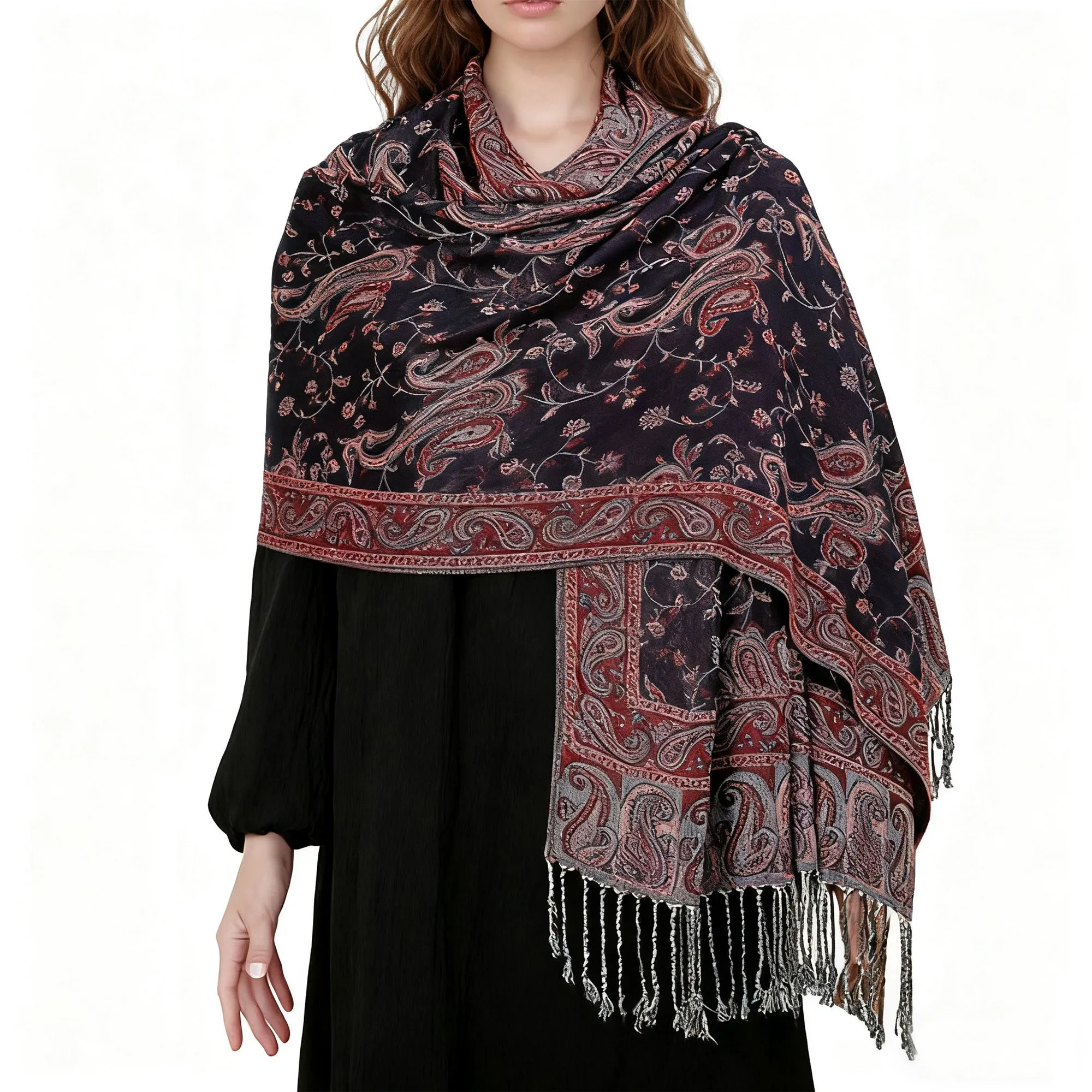 Anna-Kaci Autumn Winter Vintage Faux Cashmere Tassel Shawl Wrap with Soft Breathable Weave - 71IN¡Á27IN sold by Anna-Kaci product image thumbnail 3