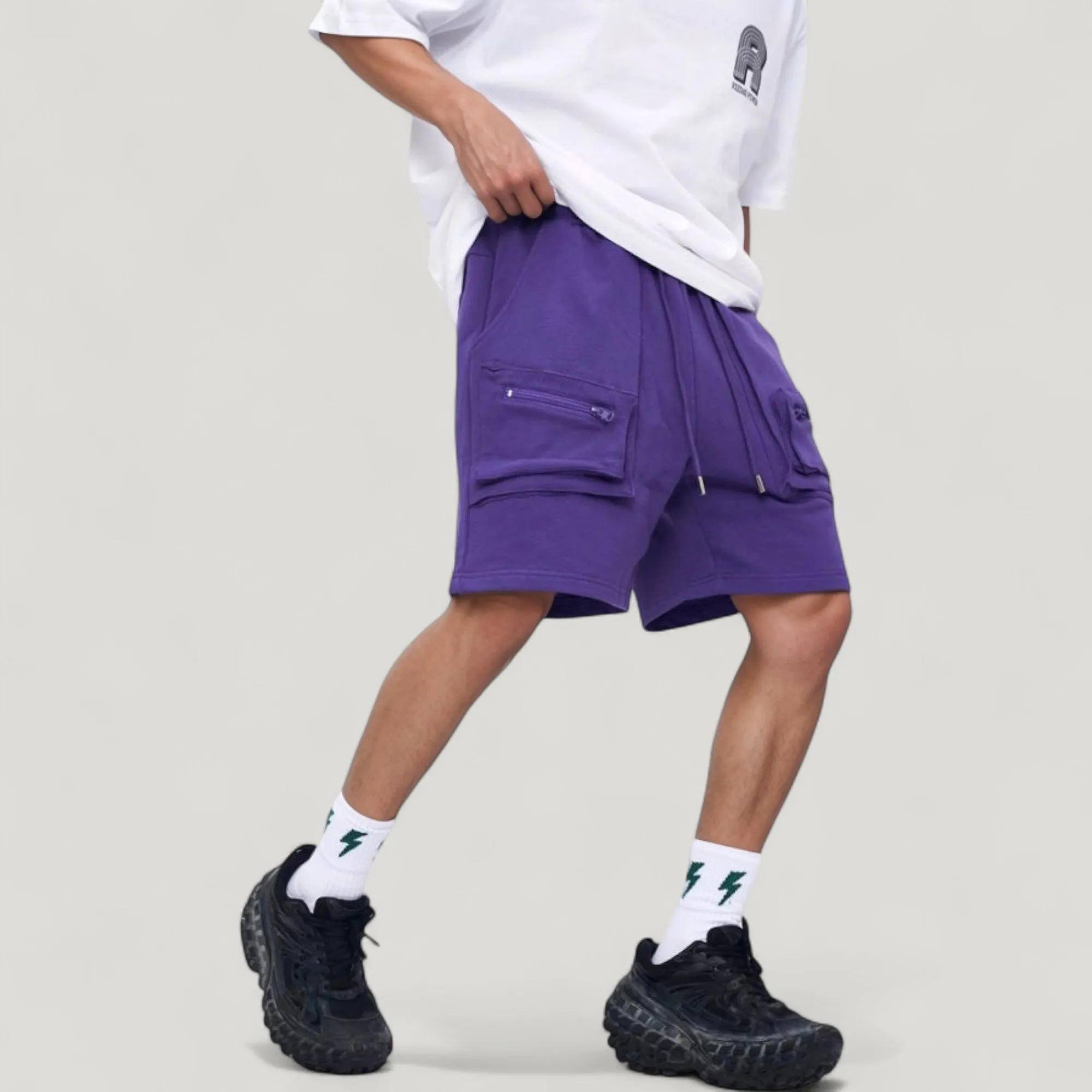 Anna-Kaci Active Men's Multi-Pocket Drawstring Waist Relaxed Fit Casual Cargo Shorts with Zipper Details sold by Anna-Kaci product image thumbnail 4