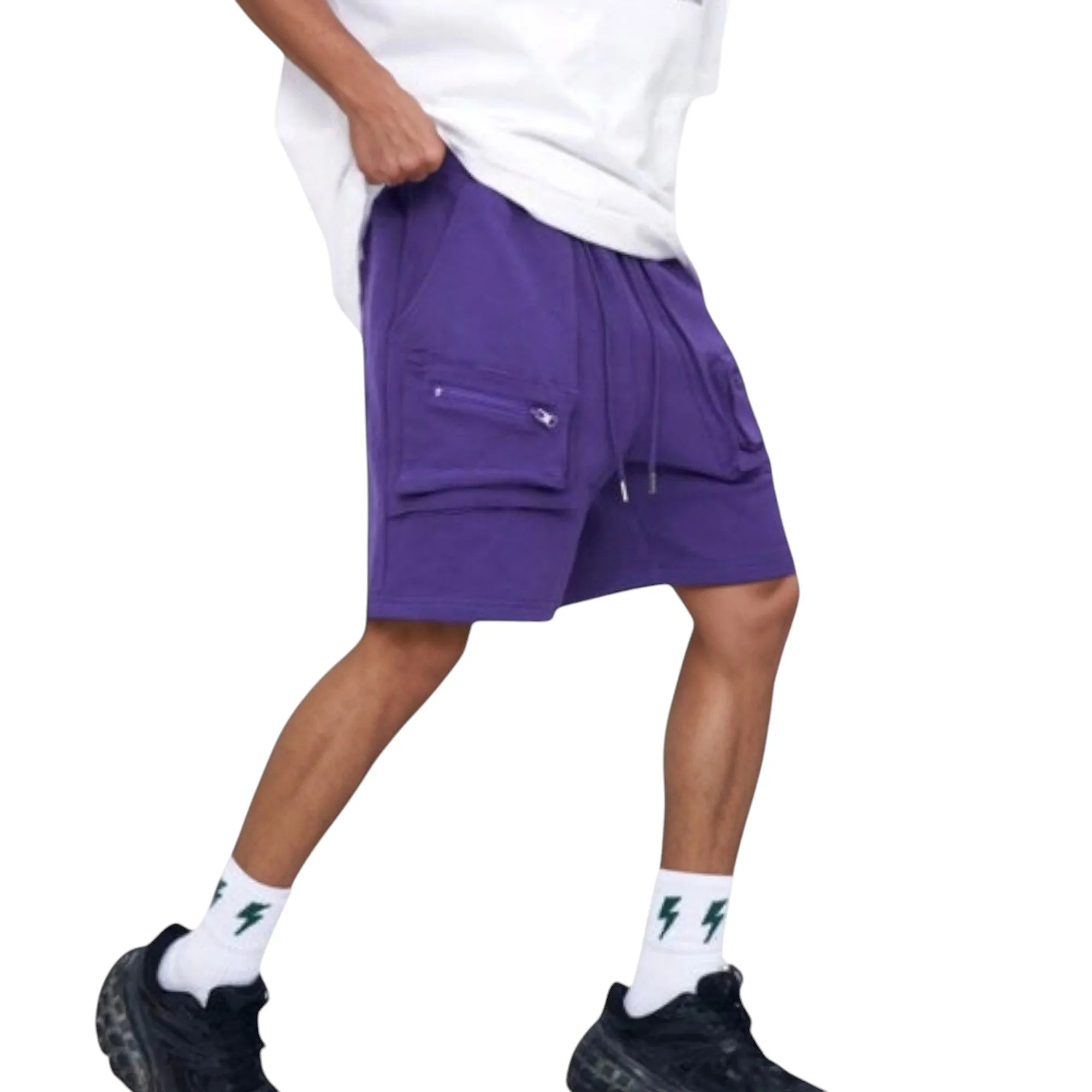 Anna-Kaci Active Men's Multi-Pocket Drawstring Waist Relaxed Fit Casual Cargo Shorts with Zipper Details sold by Anna-Kaci