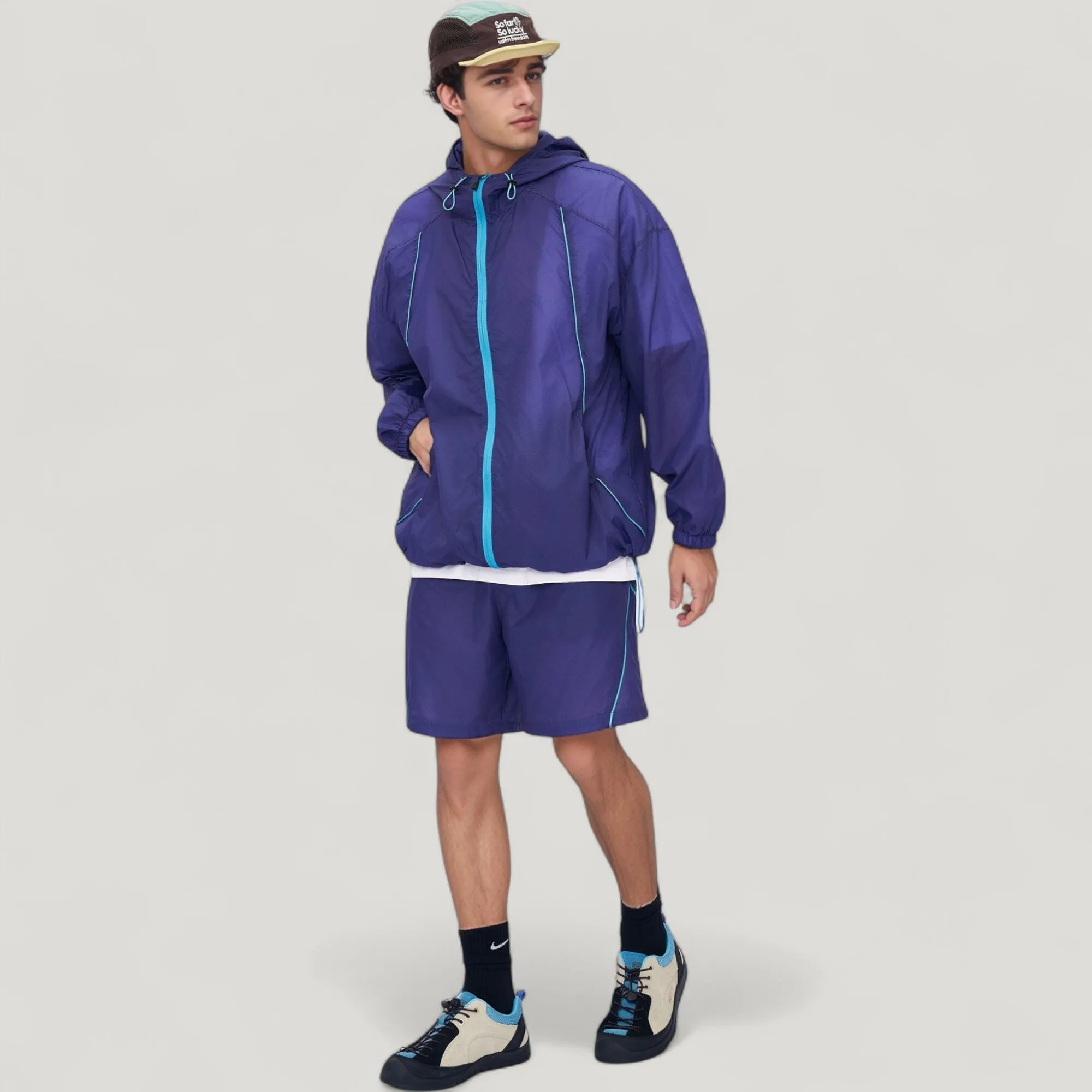 Anna-Kaci Active Men's Lightweight Full Zip Hooded Sun Protection Jacket with Contrast Trim and Relaxed Fit sold by Anna-Kaci product image thumbnail 5