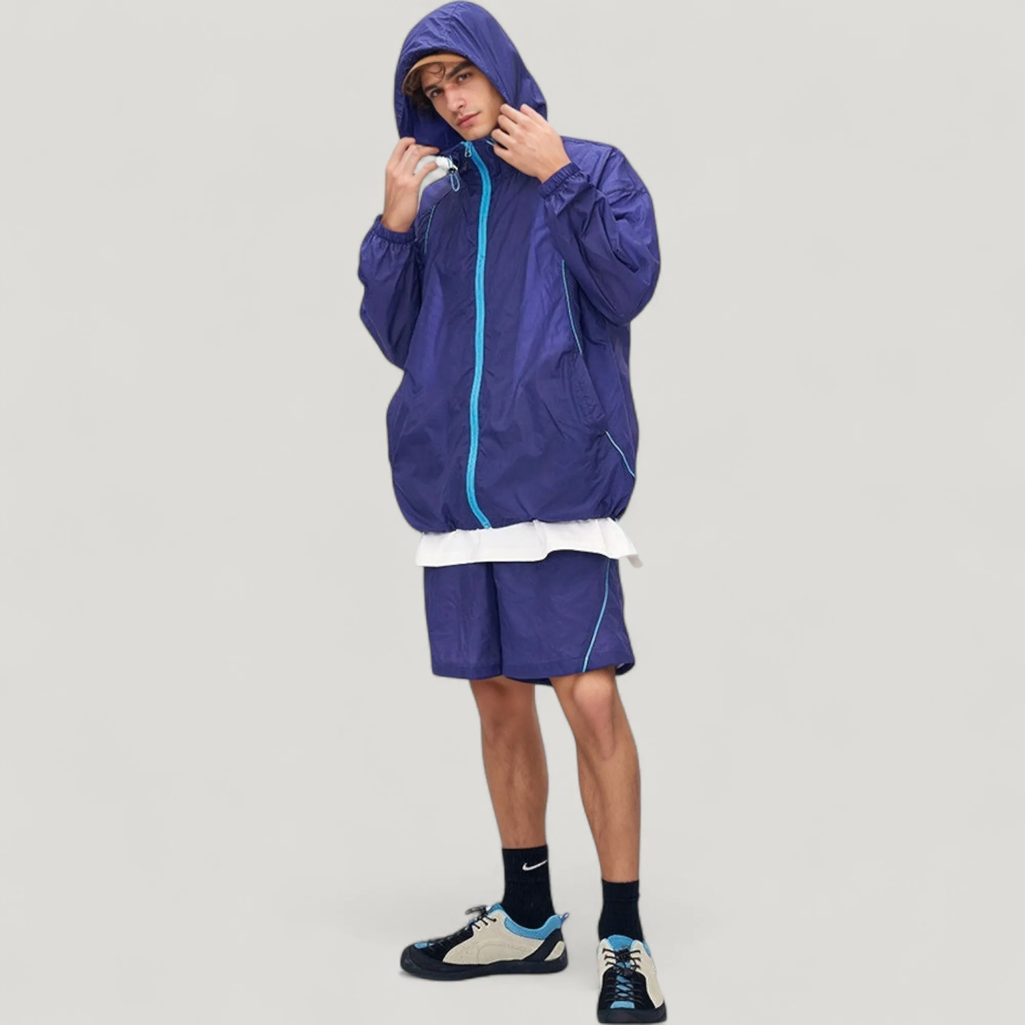 Anna-Kaci Active Men's Lightweight Full Zip Hooded Sun Protection Jacket with Contrast Trim and Relaxed Fit sold by Anna-Kaci product image thumbnail 2