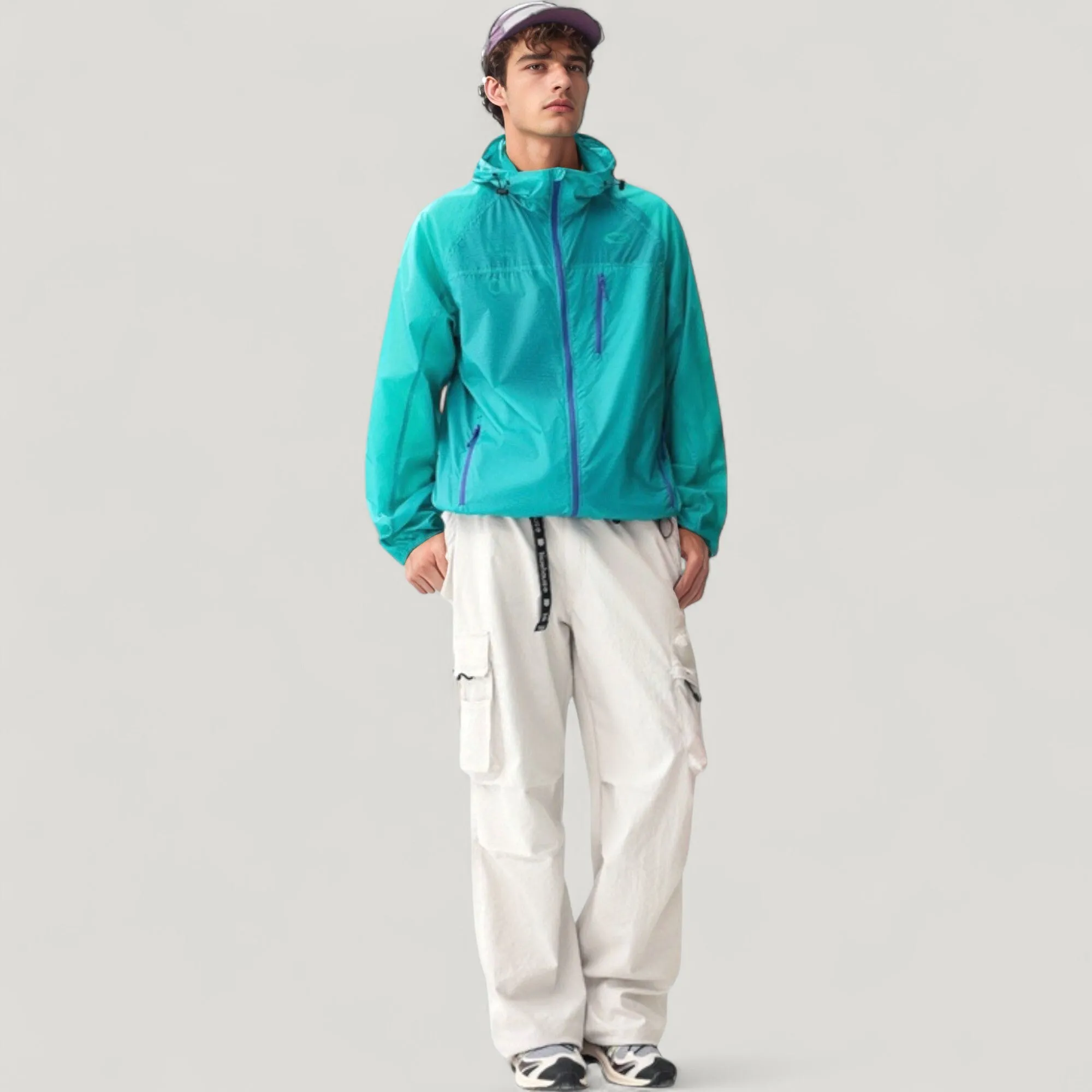 Anna-Kaci Active Men's Lightweight Hooded Zip-Up Windbreaker Jacket with Elastic Cuffs sold by Anna-Kaci product image thumbnail 5