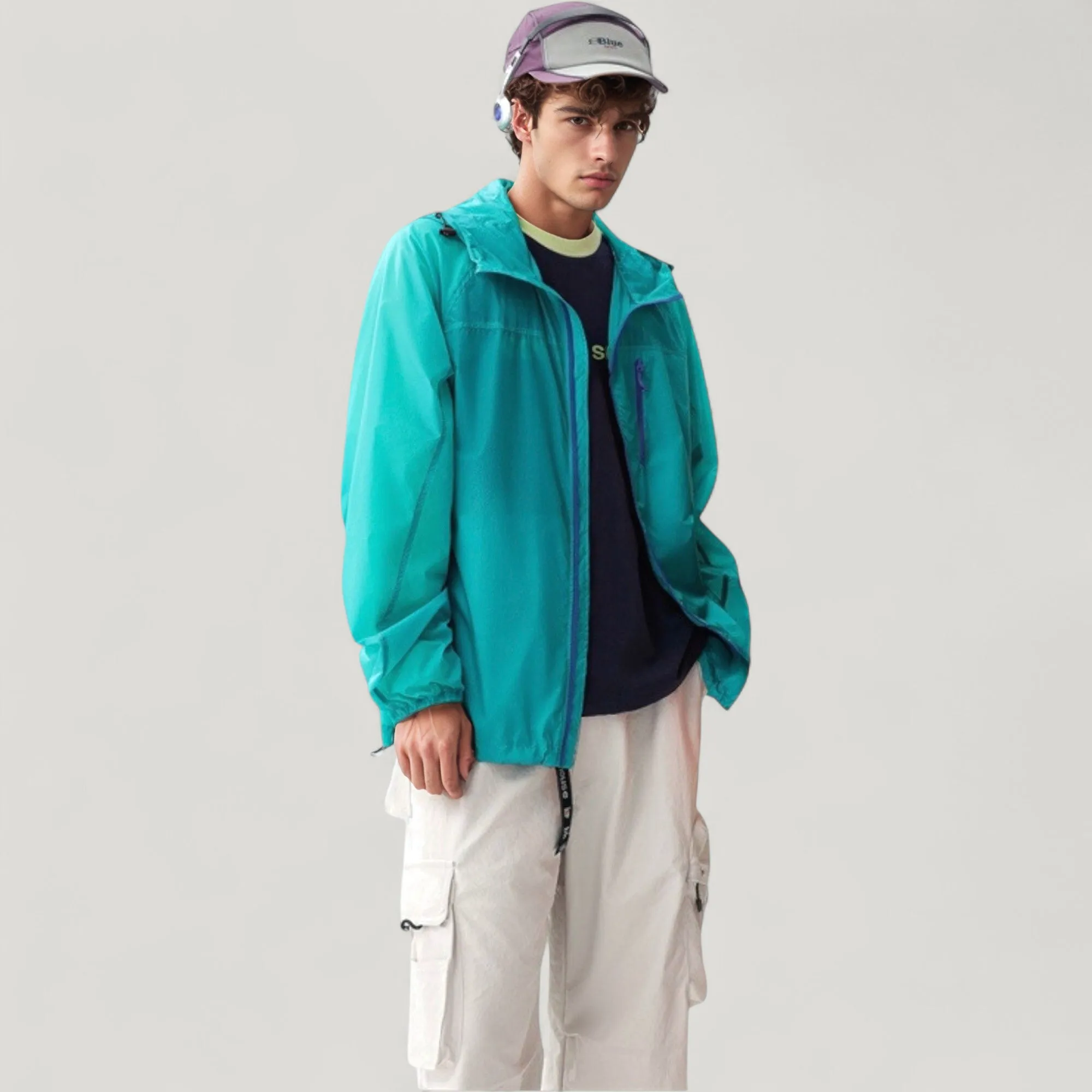 Anna-Kaci Active Men's Lightweight Hooded Zip-Up Windbreaker Jacket with Elastic Cuffs sold by Anna-Kaci product image thumbnail 2