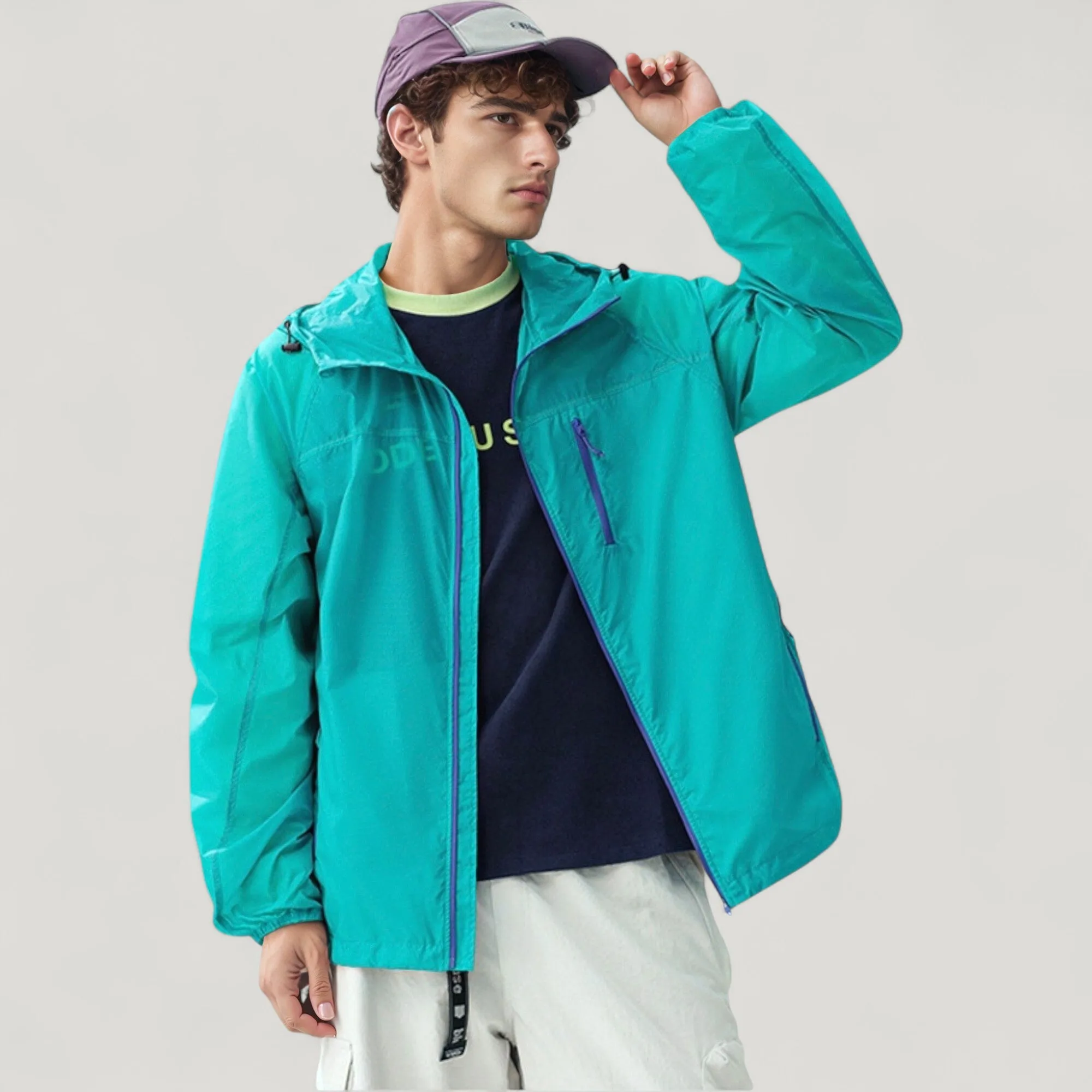Anna-Kaci Active Men's Lightweight Hooded Zip-Up Windbreaker Jacket with Elastic Cuffs sold by Anna-Kaci product image thumbnail 3