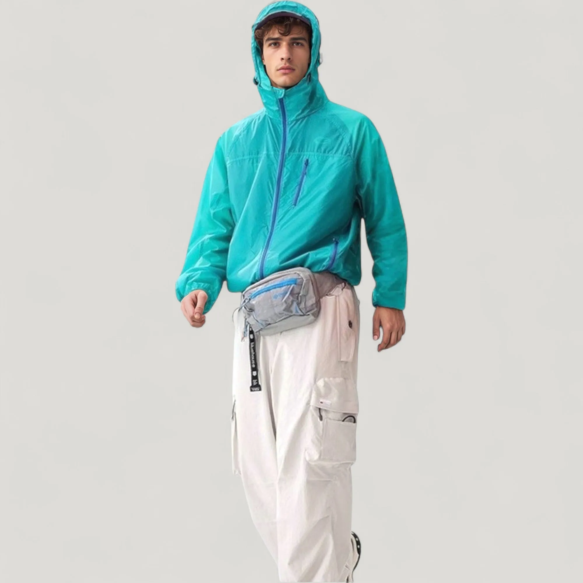 Anna-Kaci Active Men's Lightweight Hooded Zip-Up Windbreaker Jacket with Elastic Cuffs sold by Anna-Kaci product image thumbnail 4