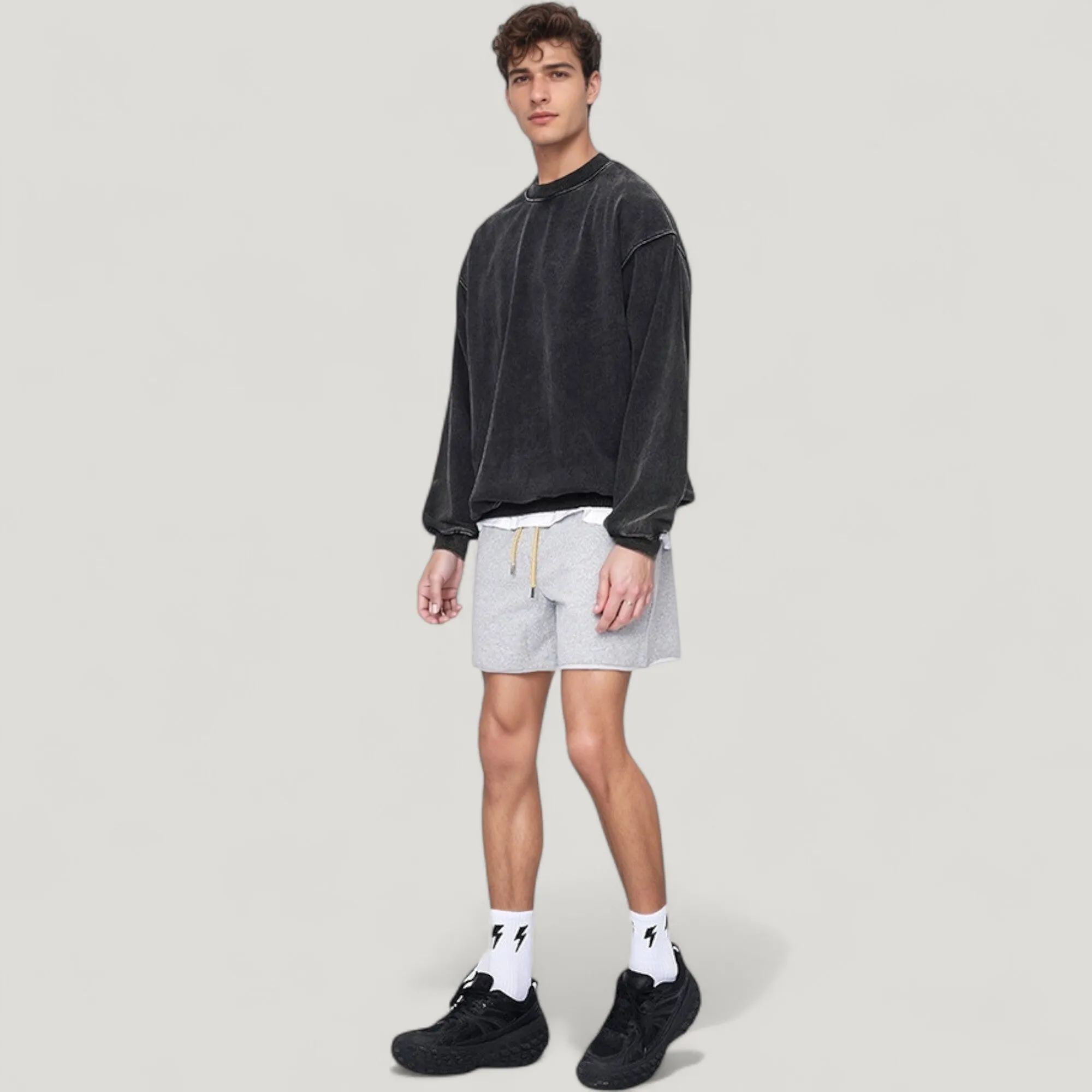 Anna-Kaci Active Men's Oversized Crew Neck Long Sleeve Sweatshirt with Relaxed Fit and Minimalist Style sold by Anna-Kaci product image thumbnail 4
