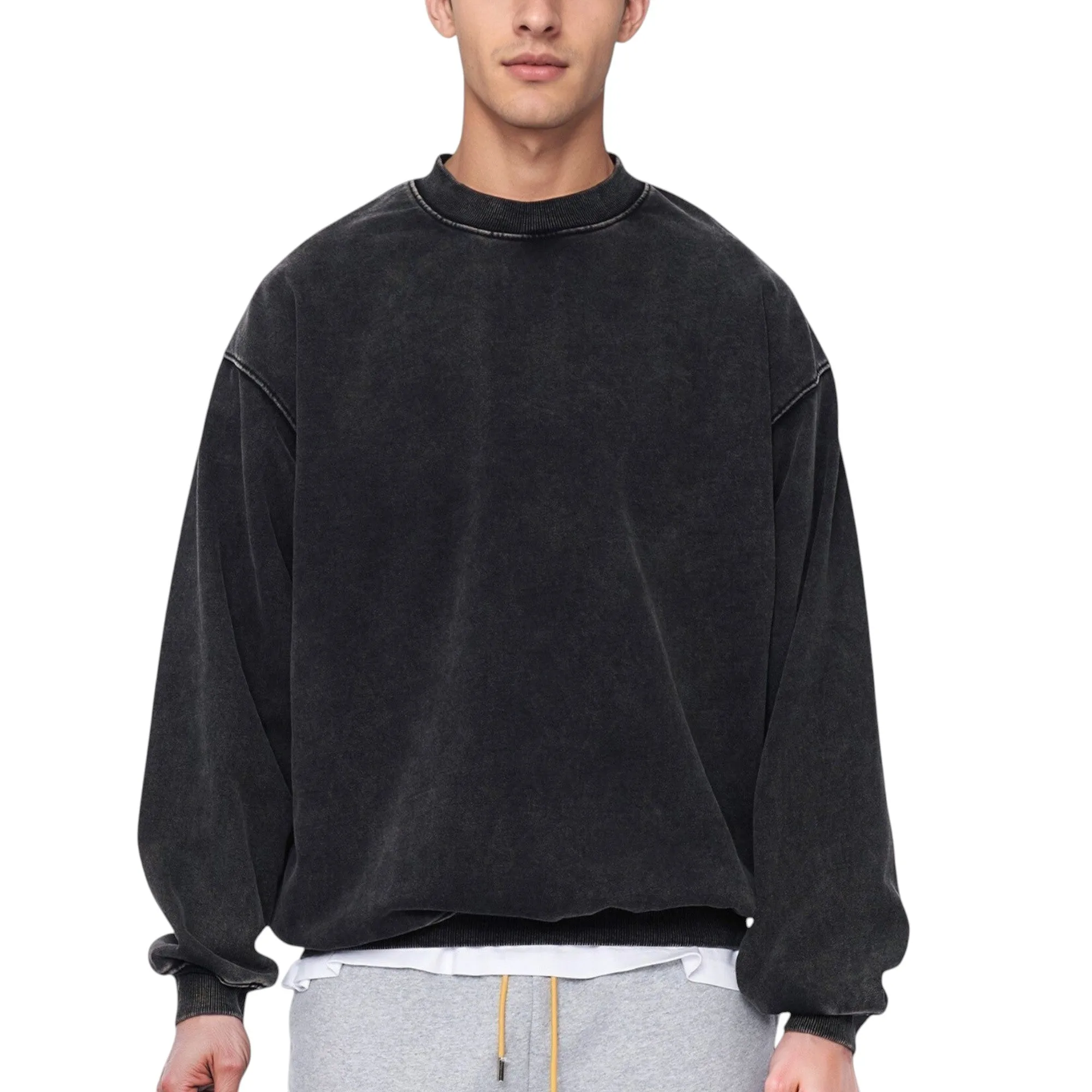 Anna-Kaci Active Men's Oversized Crew Neck Long Sleeve Sweatshirt with Relaxed Fit and Minimalist Style sold by Anna-Kaci