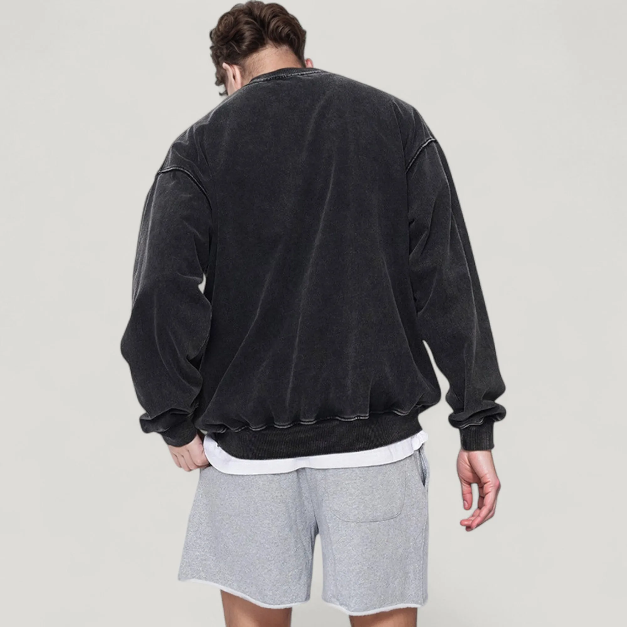 Anna-Kaci Active Men's Oversized Crew Neck Long Sleeve Sweatshirt with Relaxed Fit and Minimalist Style sold by Anna-Kaci product image thumbnail 5