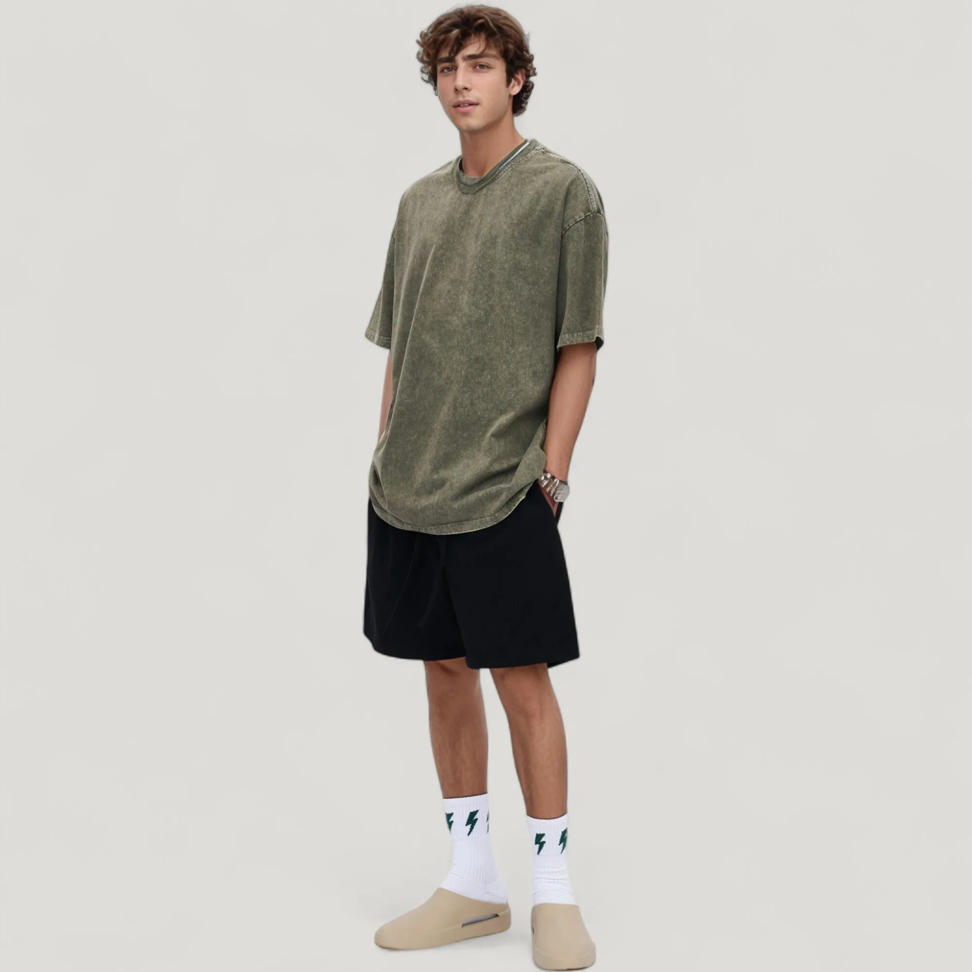 Anna-Kaci Active Men's Oversized Short Sleeve Crew Neck T-Shirt with Washed Effect sold by Anna-Kaci product image thumbnail 3