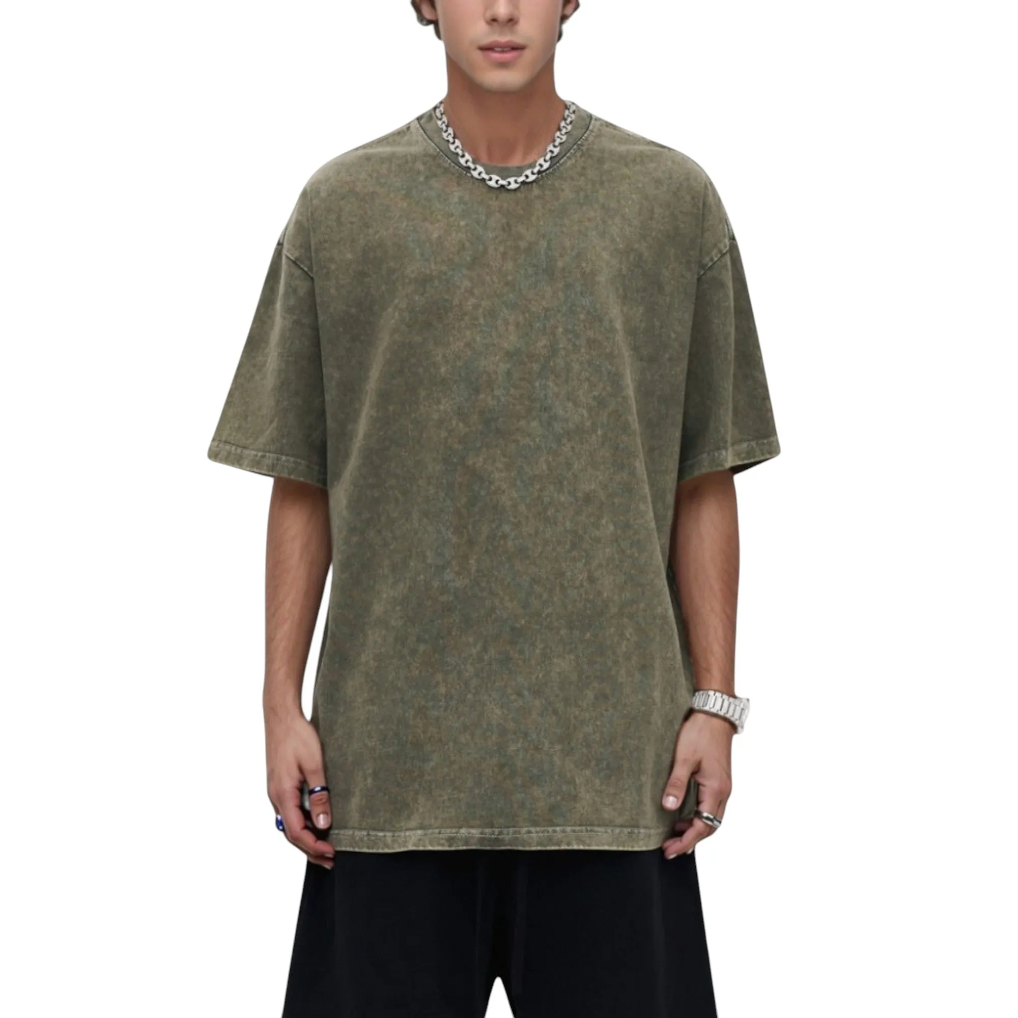 Anna-Kaci Active Men's Oversized Short Sleeve Crew Neck T-Shirt with Washed Effect sold by Anna-Kaci