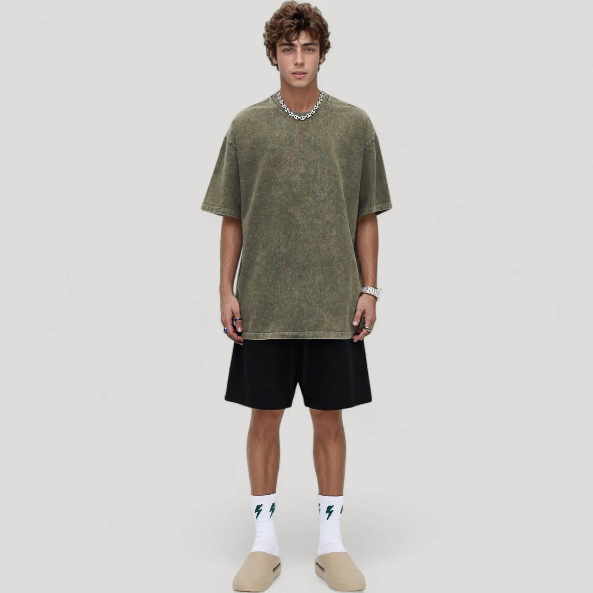 Anna-Kaci Active Men's Oversized Short Sleeve Crew Neck T-Shirt with Washed Effect sold by Anna-Kaci product image thumbnail 2
